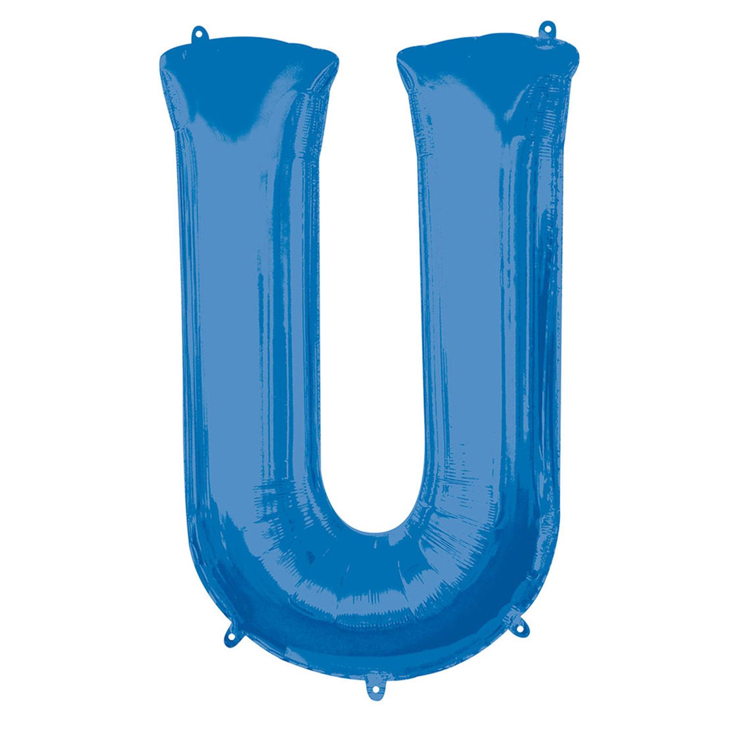 Blue Letter U Mini Shape Foil Balloon 40cm Balloons & Streamers - Party Centre
