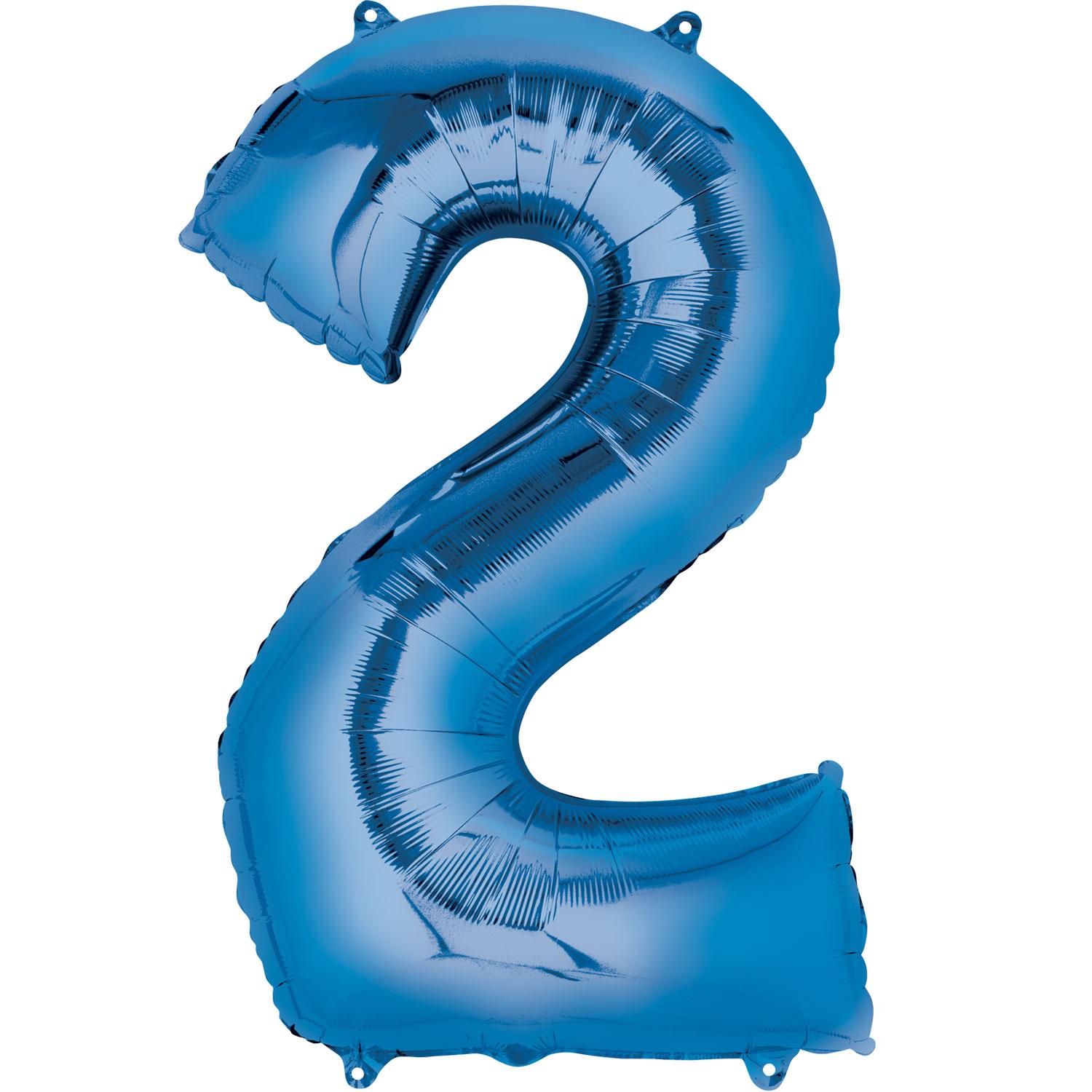 Blue Number 2 Mini Shape Foil Balloon 20x33cm Balloons & Streamers - Party Centre