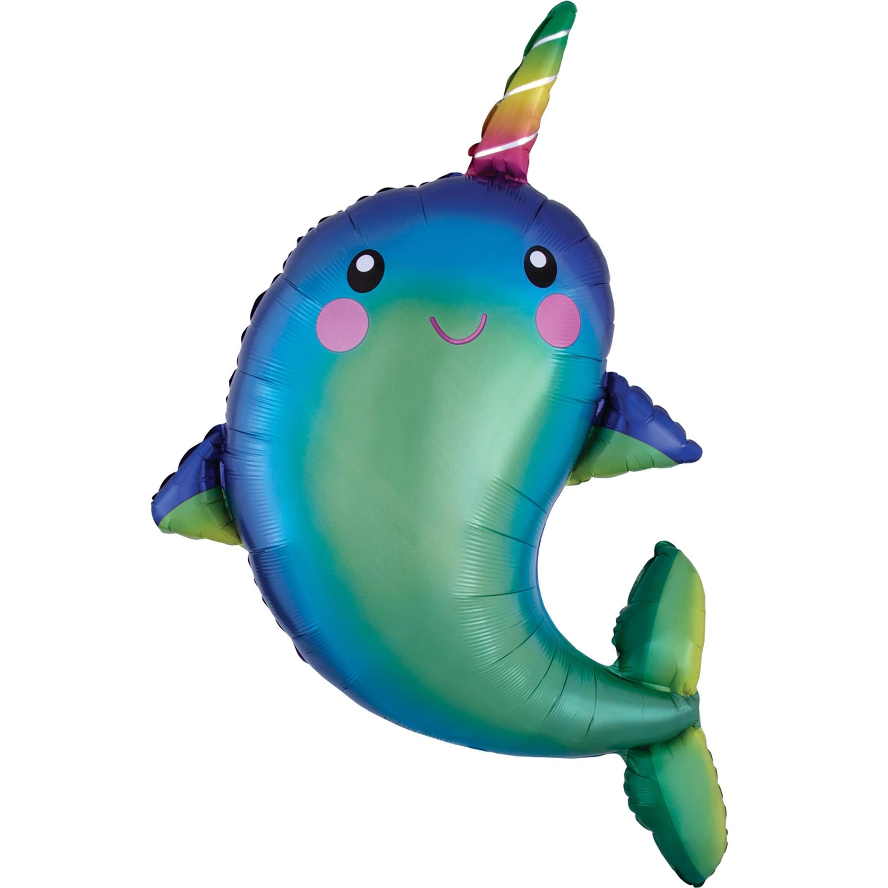 Happy Narwhal SuperShape Foil Balloon 73x99cm Balloons & Streamers - Party Centre