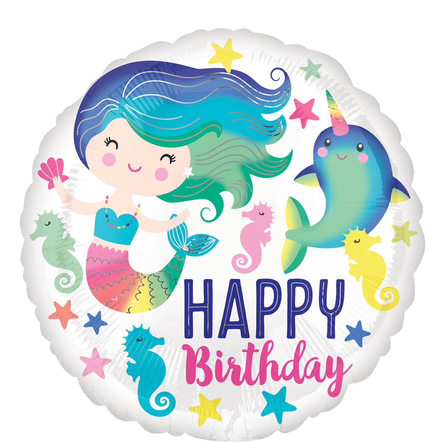 Colorful Ocean Fun Happy Birthday Foil Balloon 45cm Balloons & Streamers - Party Centre