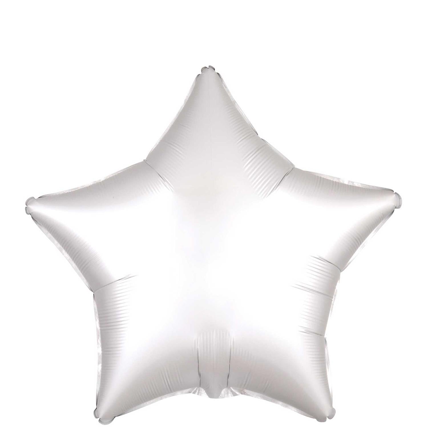 White Satin Luxe Star Foil Balloon 45cm Balloons & Streamers - Party Centre