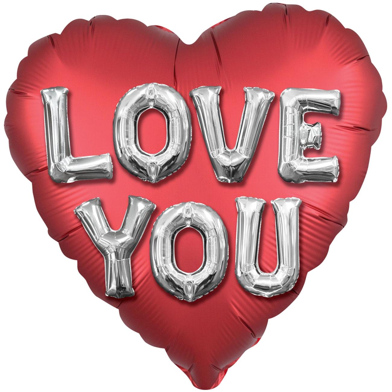 Love You Letters Satin Foil Balloon 45cm Balloons & Streamers - Party Centre