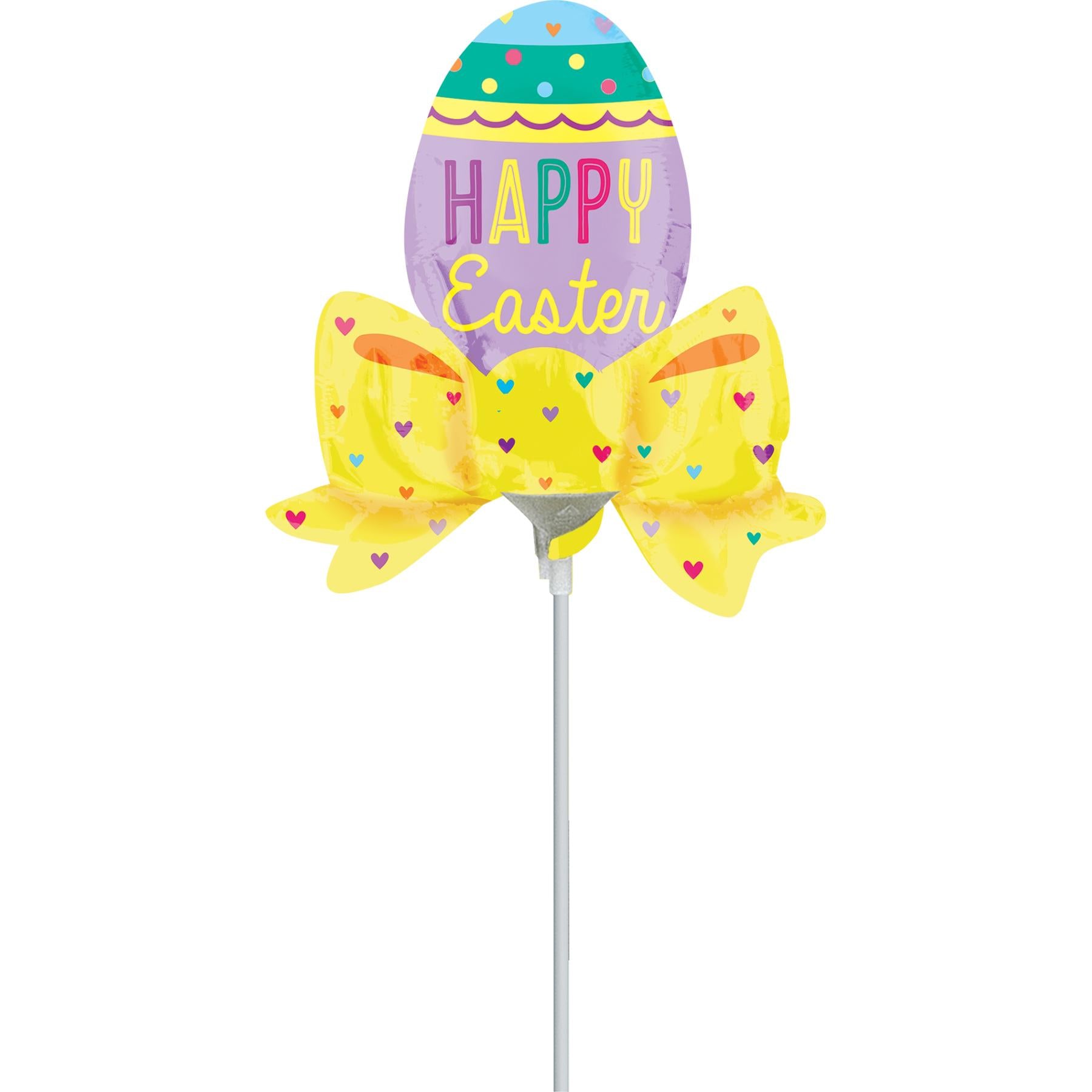 Easter Egg with Bow Mini Shape Foil Balloon Balloons & Streamers - Party Centre