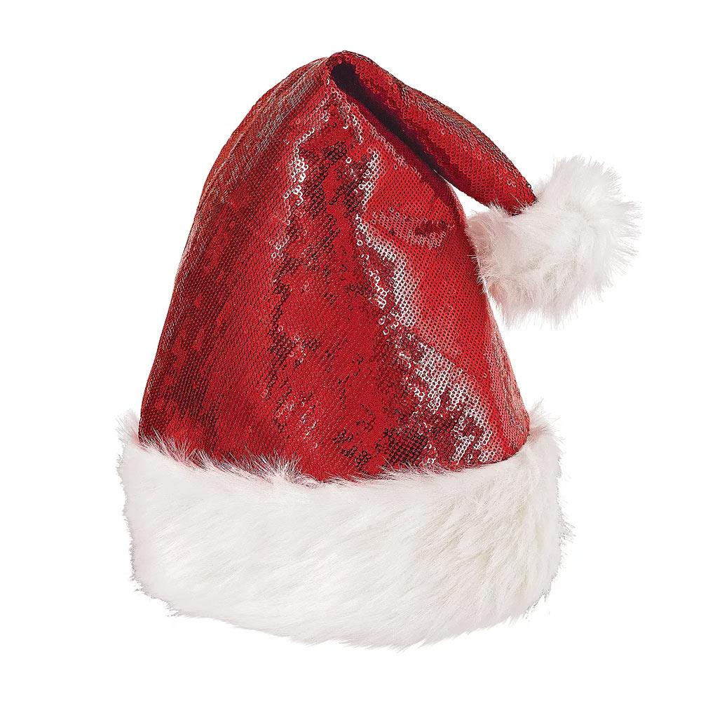 Red Sequined Santa Hat Costumes & Apparel - Party Centre