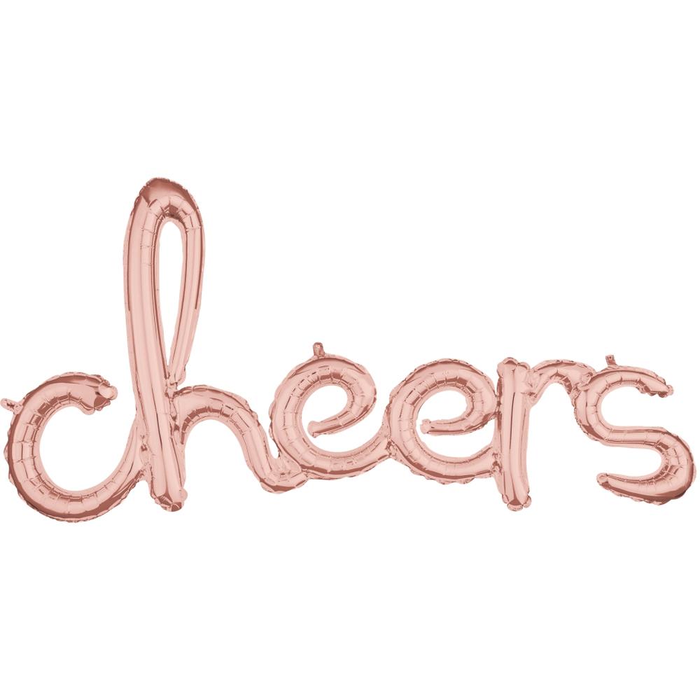 Rose Gold Cheers Script Phrase Foil Balloon 101x53cm Balloons & Streamers - Party Centre