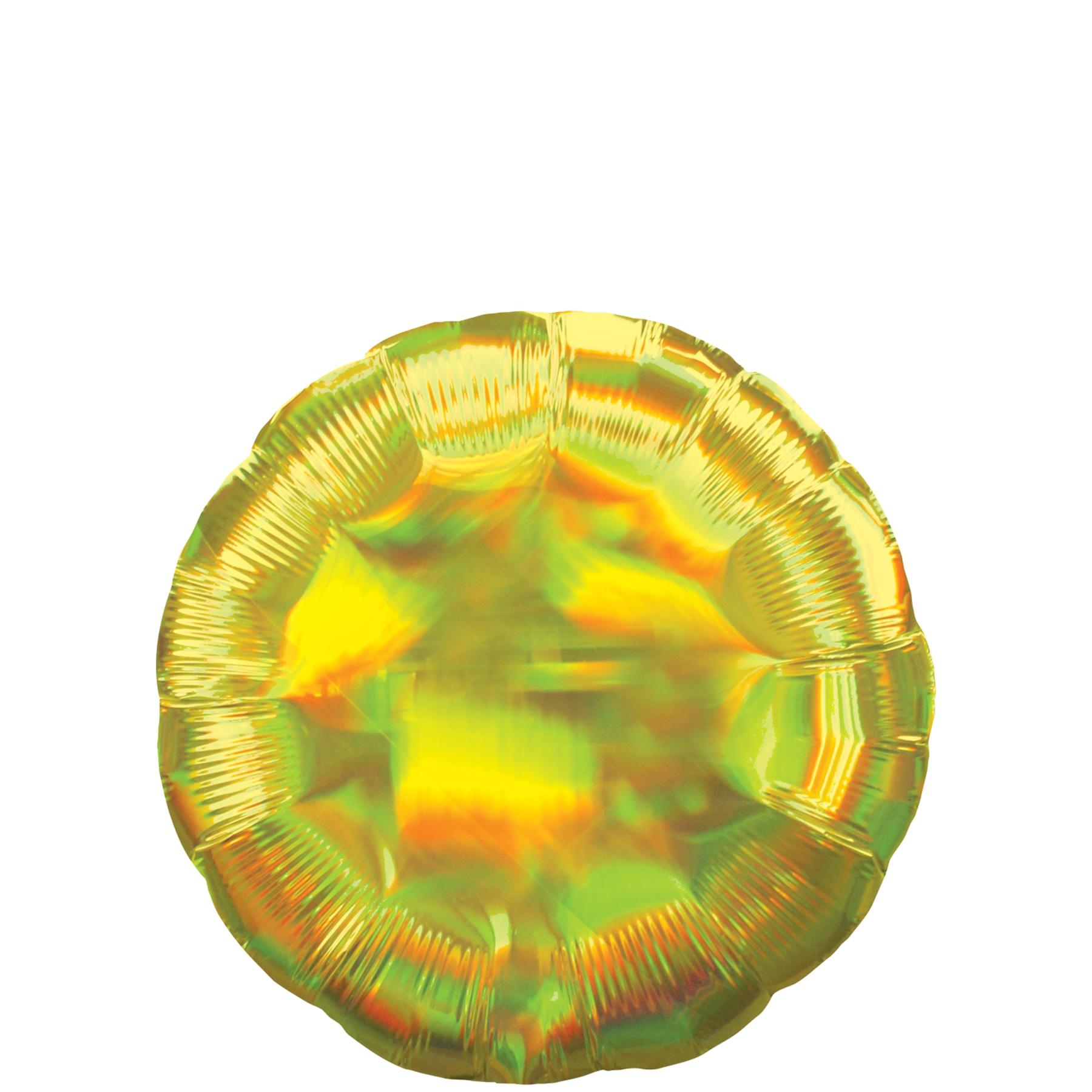 Yellow Iridescent Circle Holographic Foil Balloon 45cm Balloons & Streamers - Party Centre
