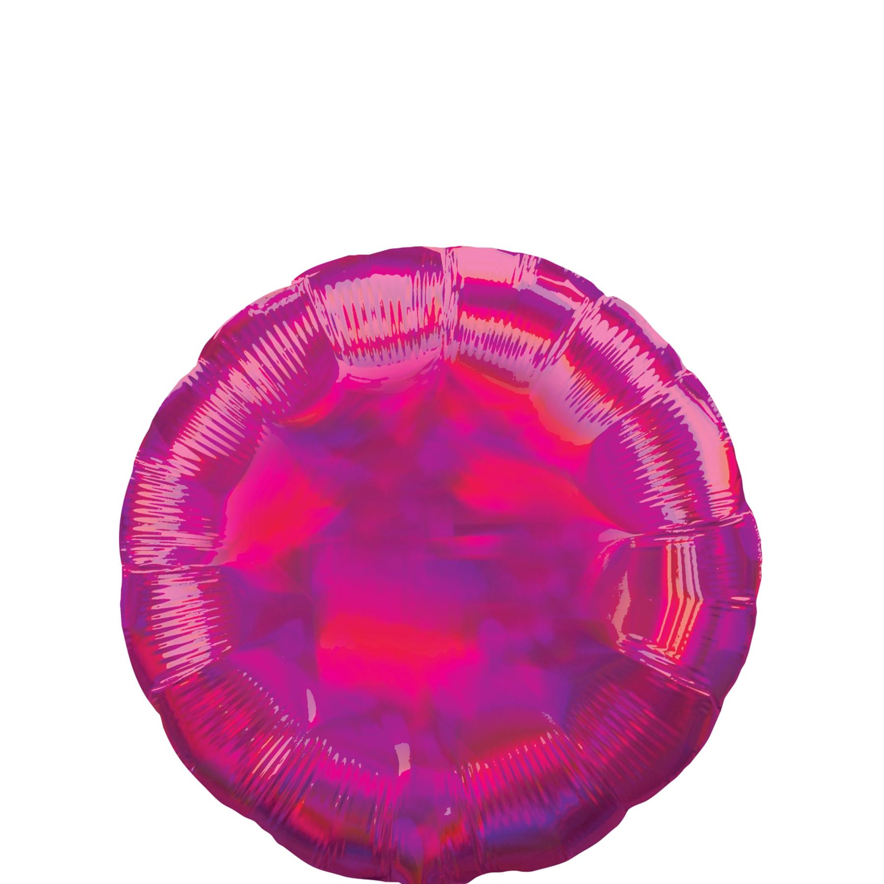 Magenta Iridescent Circle Holographic Foil Balloon 45cm Balloons & Streamers - Party Centre