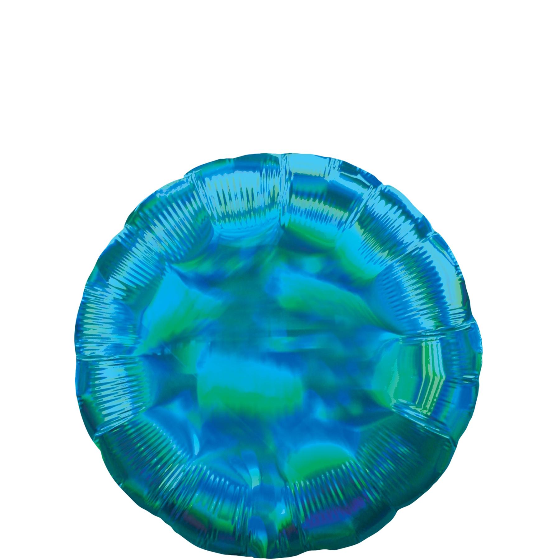 Cyan Iridescent Circle Holographic Foil Balloon 45cm Balloons & Streamers - Party Centre