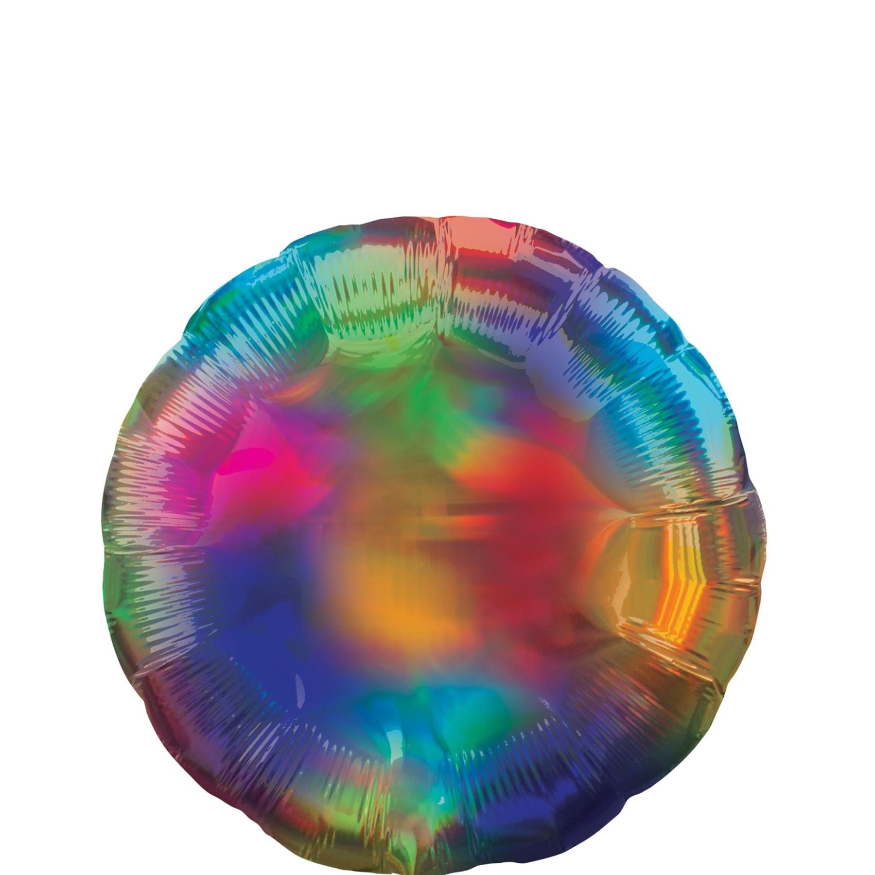 Rainbow Iridescent Circle Holographic Foil Balloon 45cm Balloons & Streamers - Party Centre