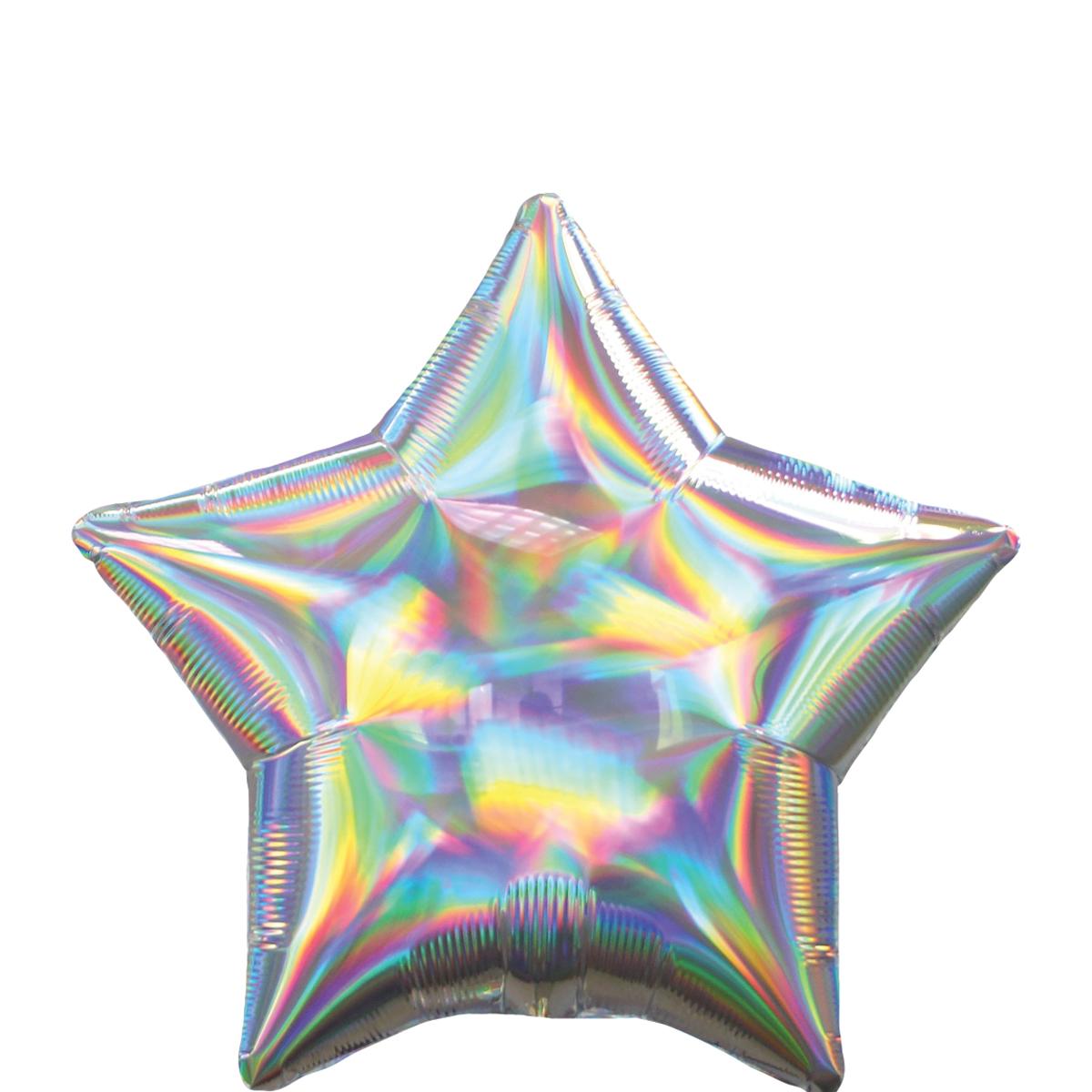 Silver Iridescent Star Foil Balloon 45cm Balloons & Streamers - Party Centre