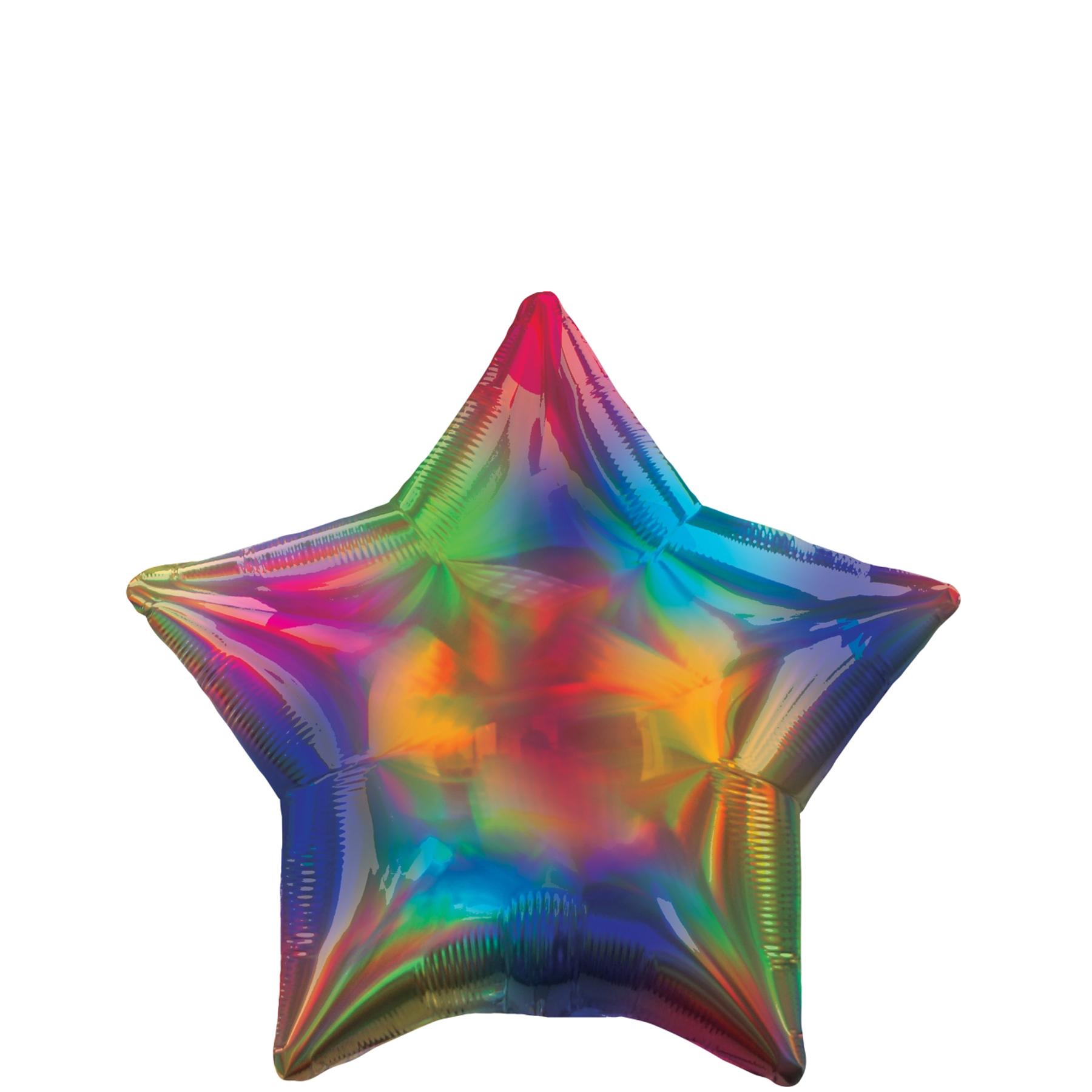 Rainbow Iridescent Star Holographic Foil Balloon 45cm Balloons & Streamers - Party Centre