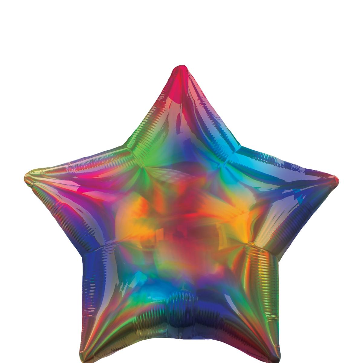 Rainbow Iridescent Star Foil Balloon 45cm Balloons & Streamers - Party Centre