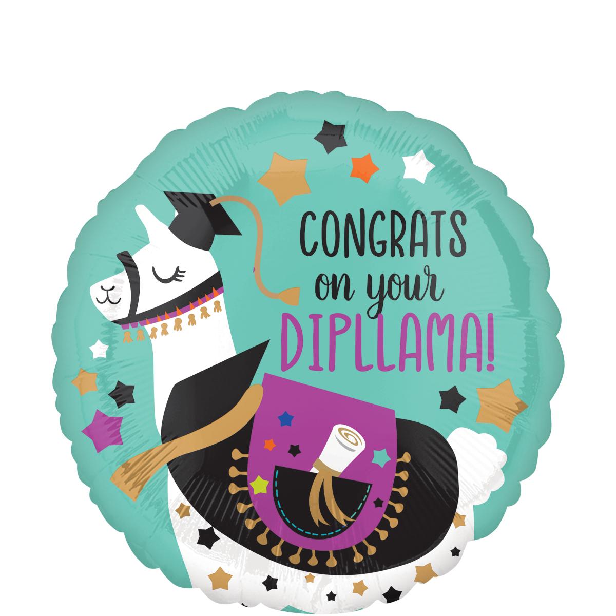 Congrats on Your Dipllama Foil Balloon 45cm Balloons & Streamers - Party Centre