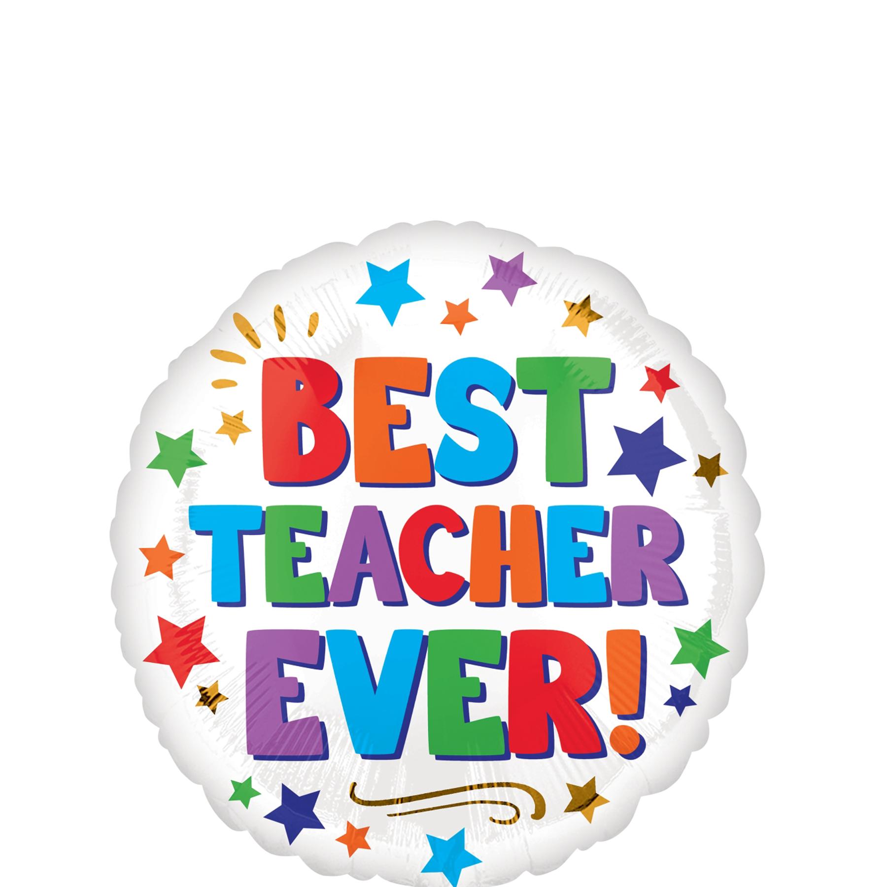 Best Teacher Ever Foil Balloon 45cm Balloons & Streamers - Party Centre