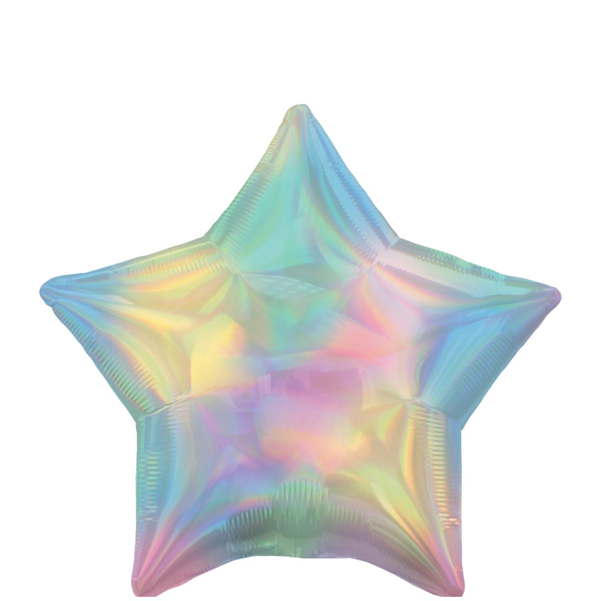 Pastel Rainbow Iridescent Star Foil Balloon 45cm Balloons & Streamers - Party Centre