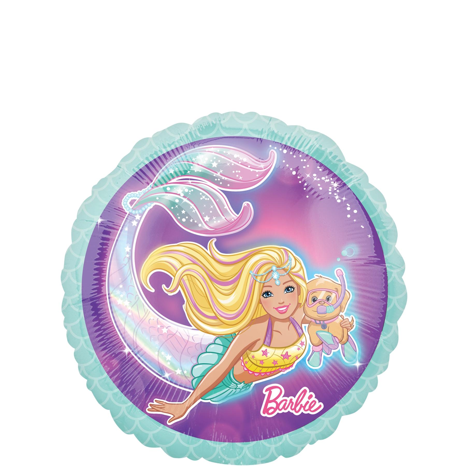 Mermaid Barbie Round Foil Balloon 45cm Balloons & Streamers - Party Centre