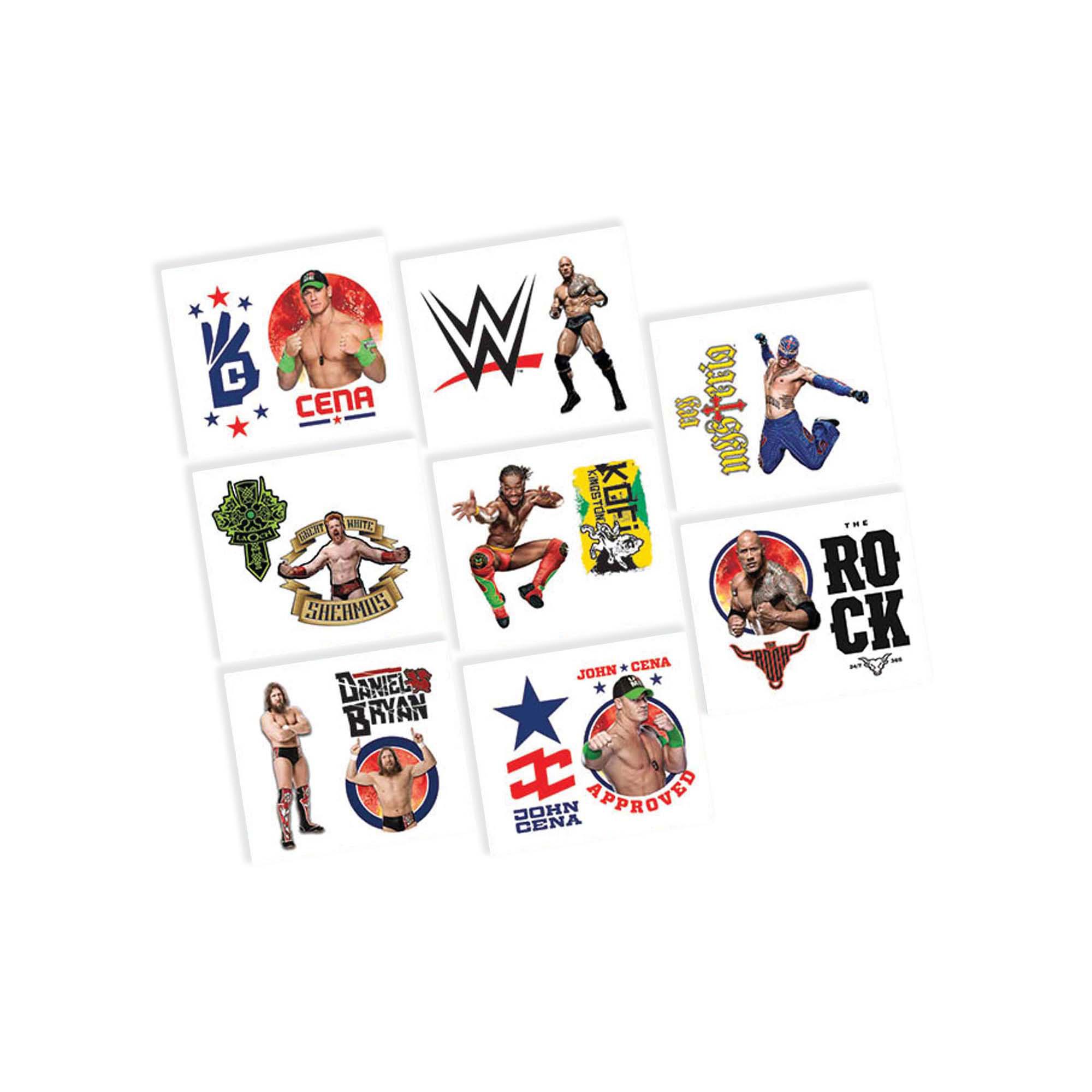 WWE Party Tattoo Favors 8 Sheets Party Favors - Party Centre