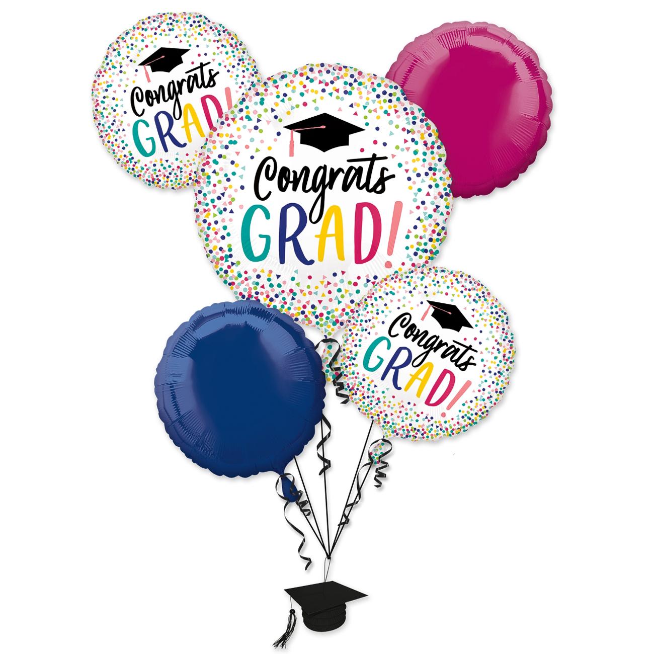YAY Grad Balloon Bouquet 5pcs Balloons & Streamers - Party Centre