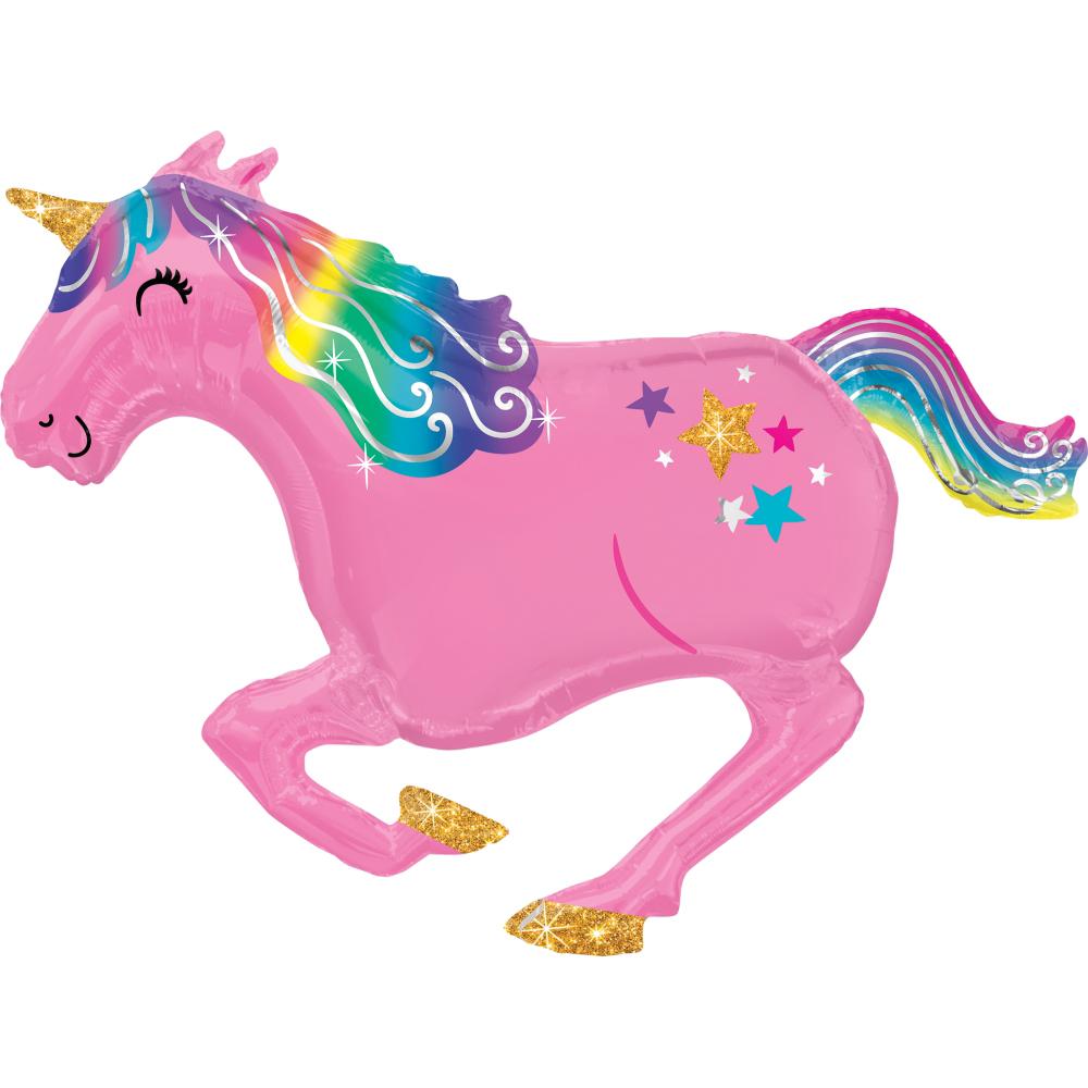 Pink Unicorn SuperShape Foil Balloon 99x86cm Balloons & Streamers - Party Centre