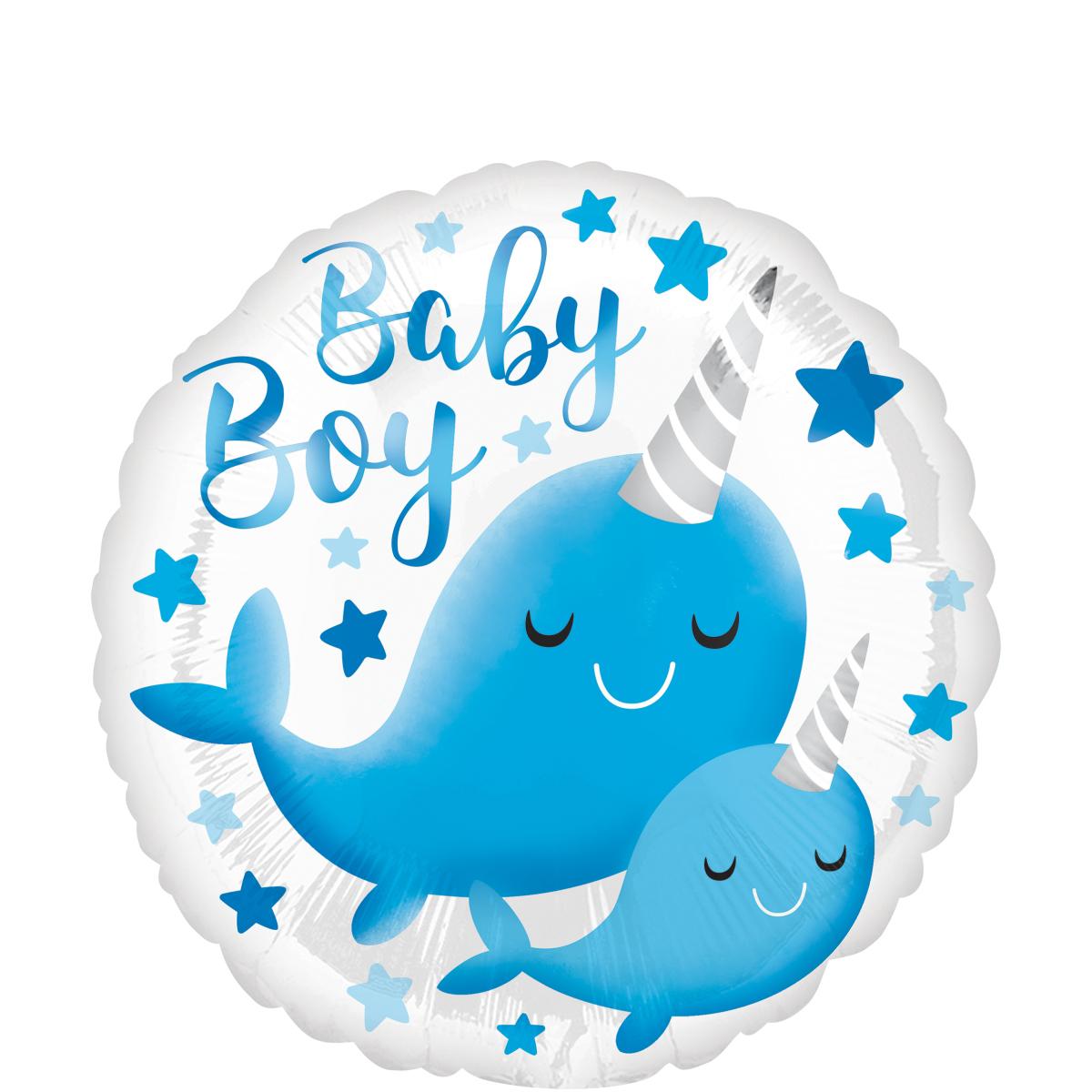 Narwhal Baby Boy Foil Balloon 45cm Balloons & Streamers - Party Centre