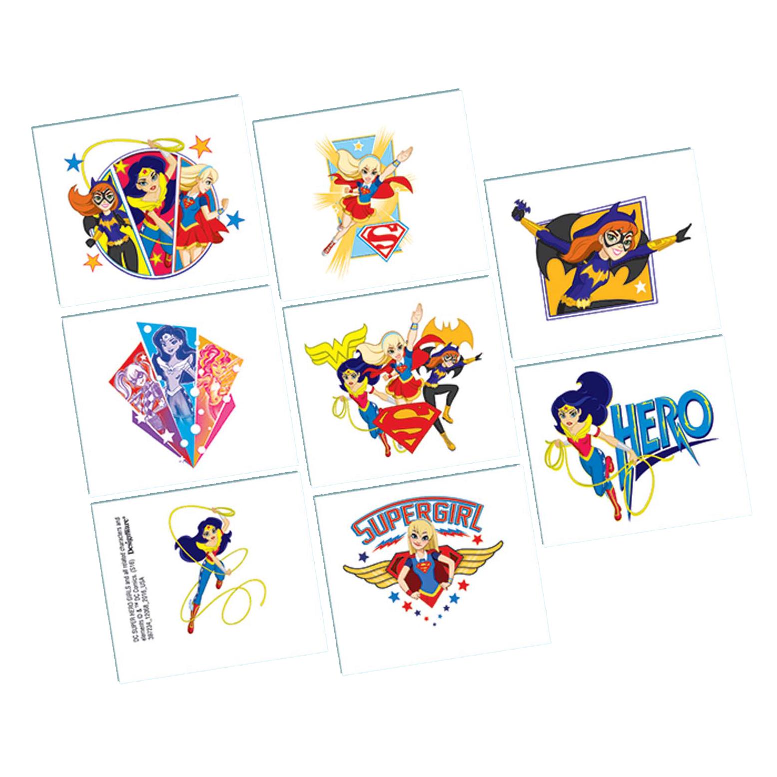 DC Superhero Girls Favor Tattoos 2  Sheets Party Favors - Party Centre