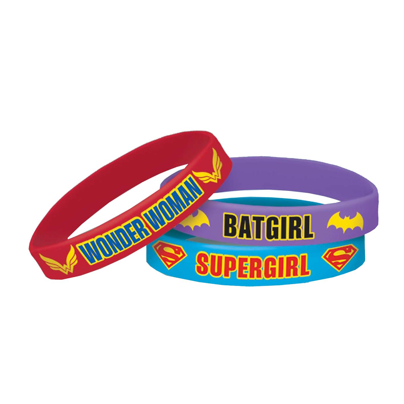 DC Superhero Girls Rubber Bracelets 6pcs Party Favors - Party Centre