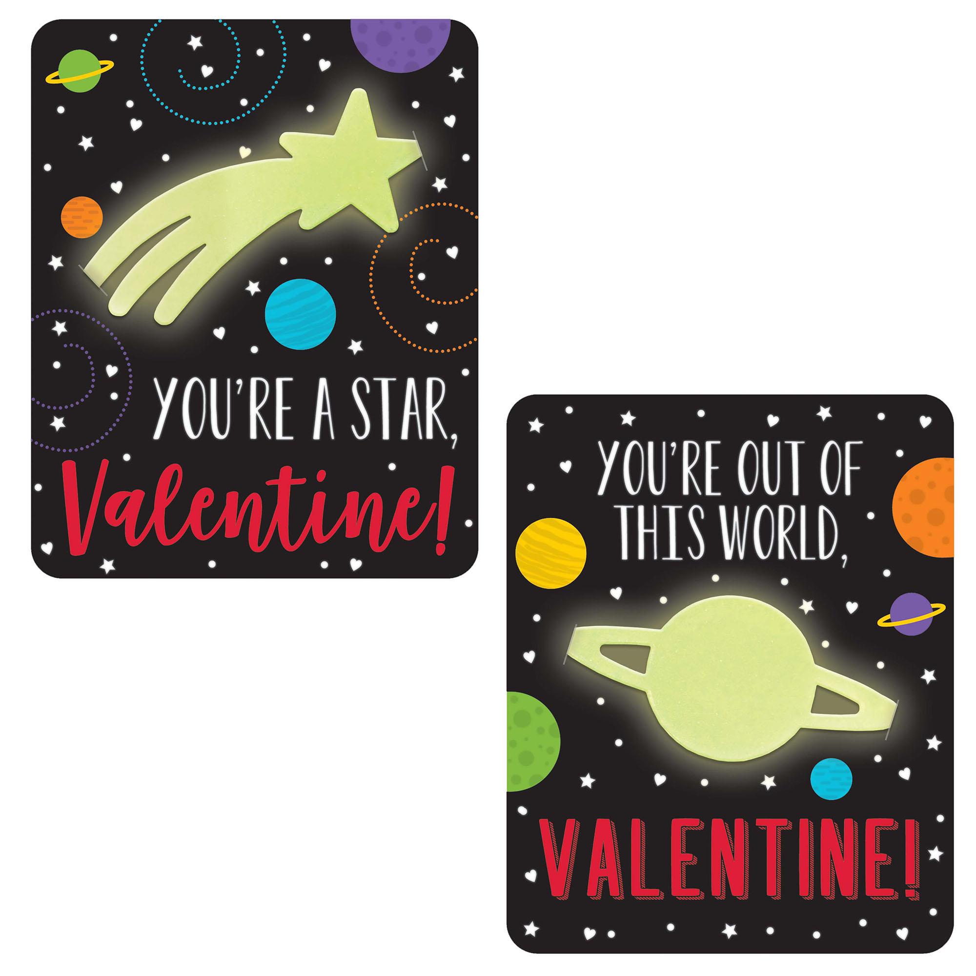 Valentine Cards with GID Planet 12pcs Favours - Party Centre