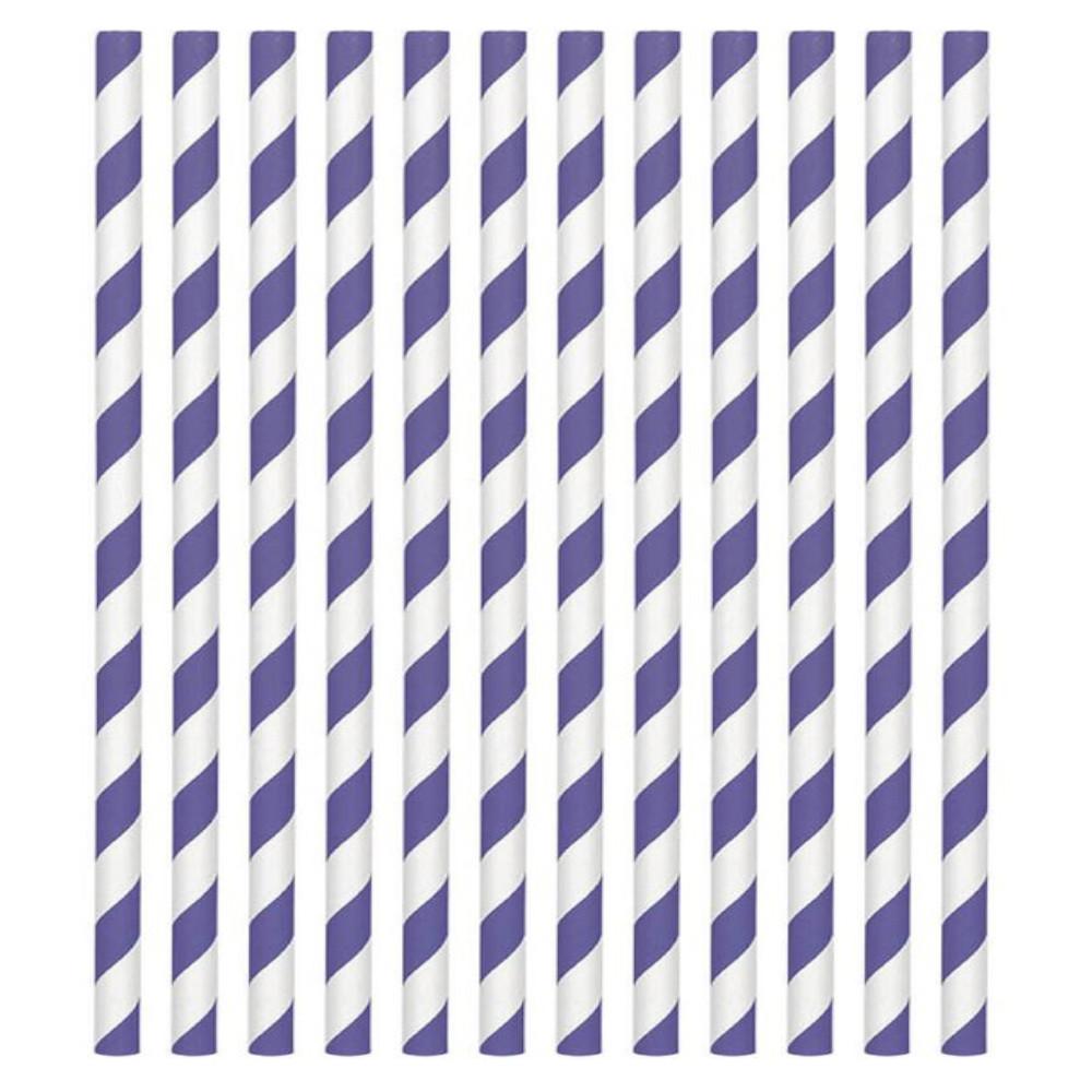 New Purple Paper Straws 24pcs Candy Buffet - Party Centre