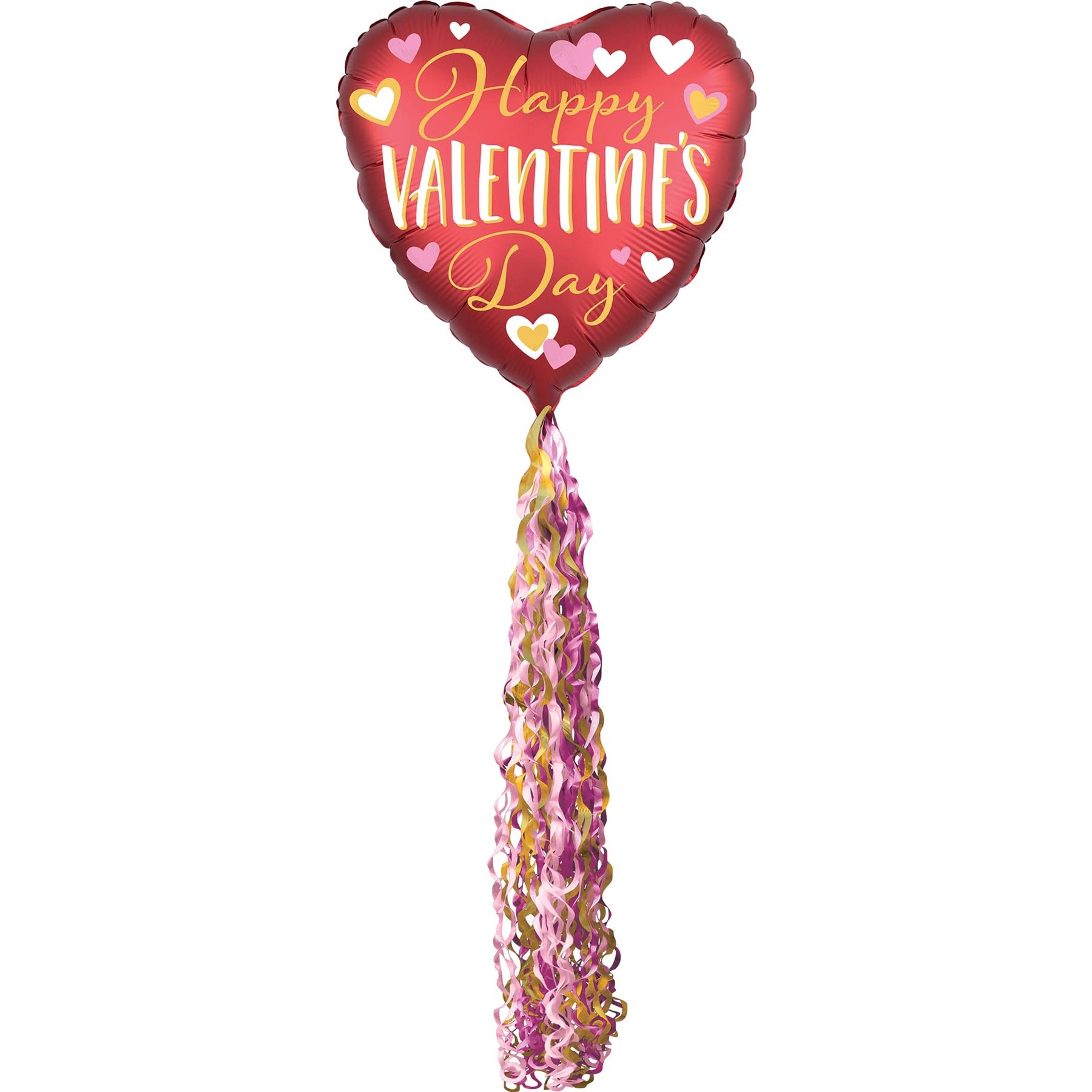 Happy Valentine's Day Lined with Gold Pom Pom Balloon 81x213cm