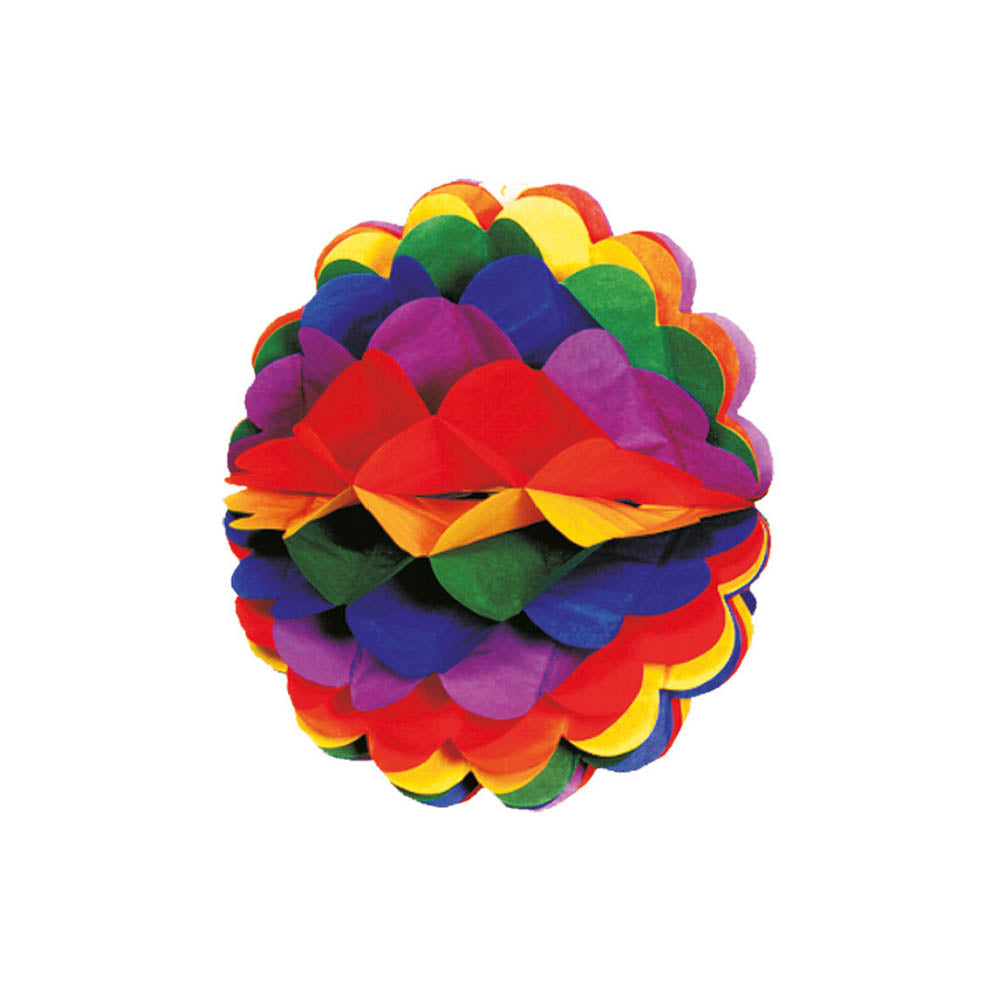 Rainbow Flame Retardant Honeycomb Ball 28cm Decorations - Party Centre