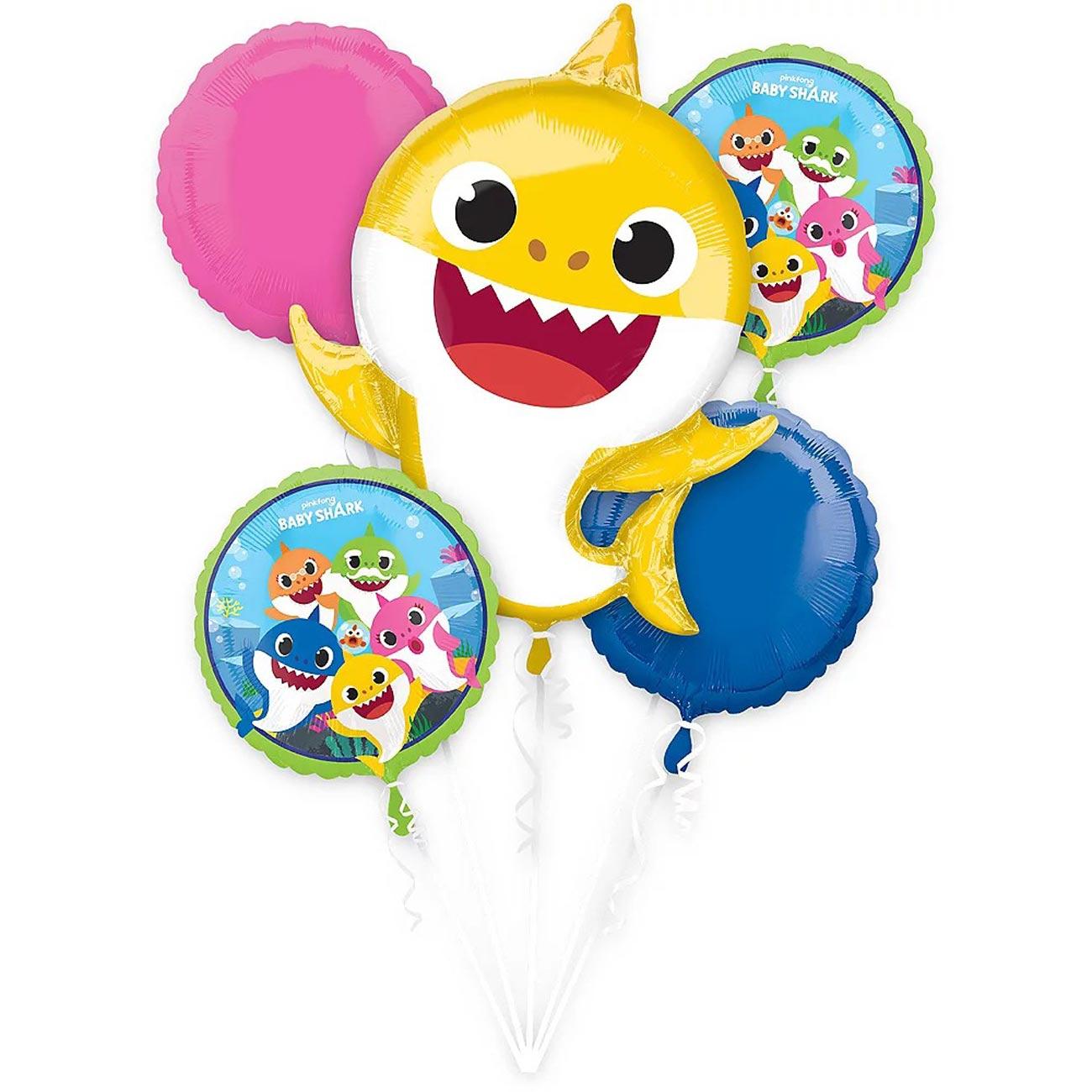 Baby Shark Balloon Bouquet 5pcs Balloons & Streamers - Party Centre