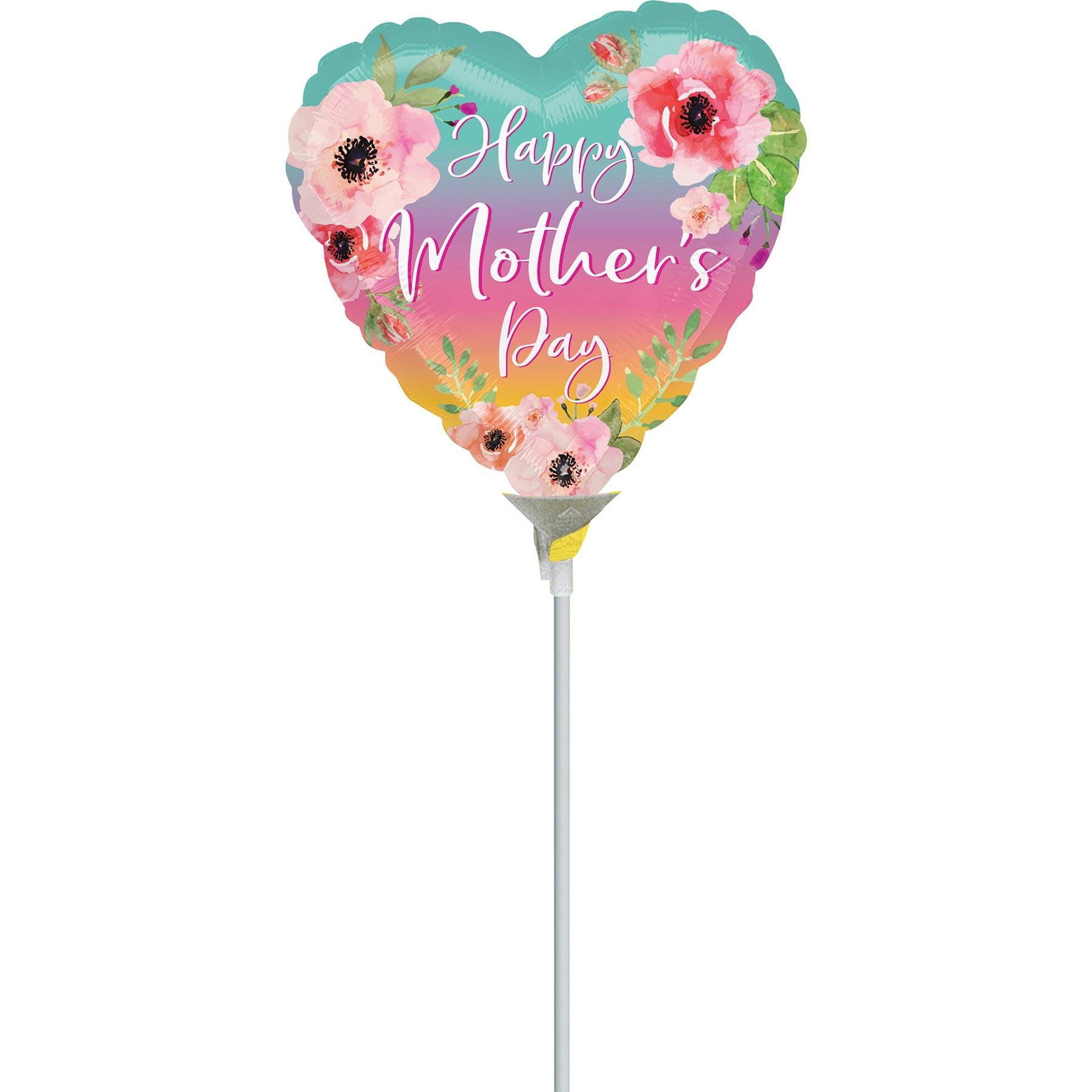Flowers & Ombre Mother's Day Foil Balloon 22cm Balloons & Streamers - Party Centre