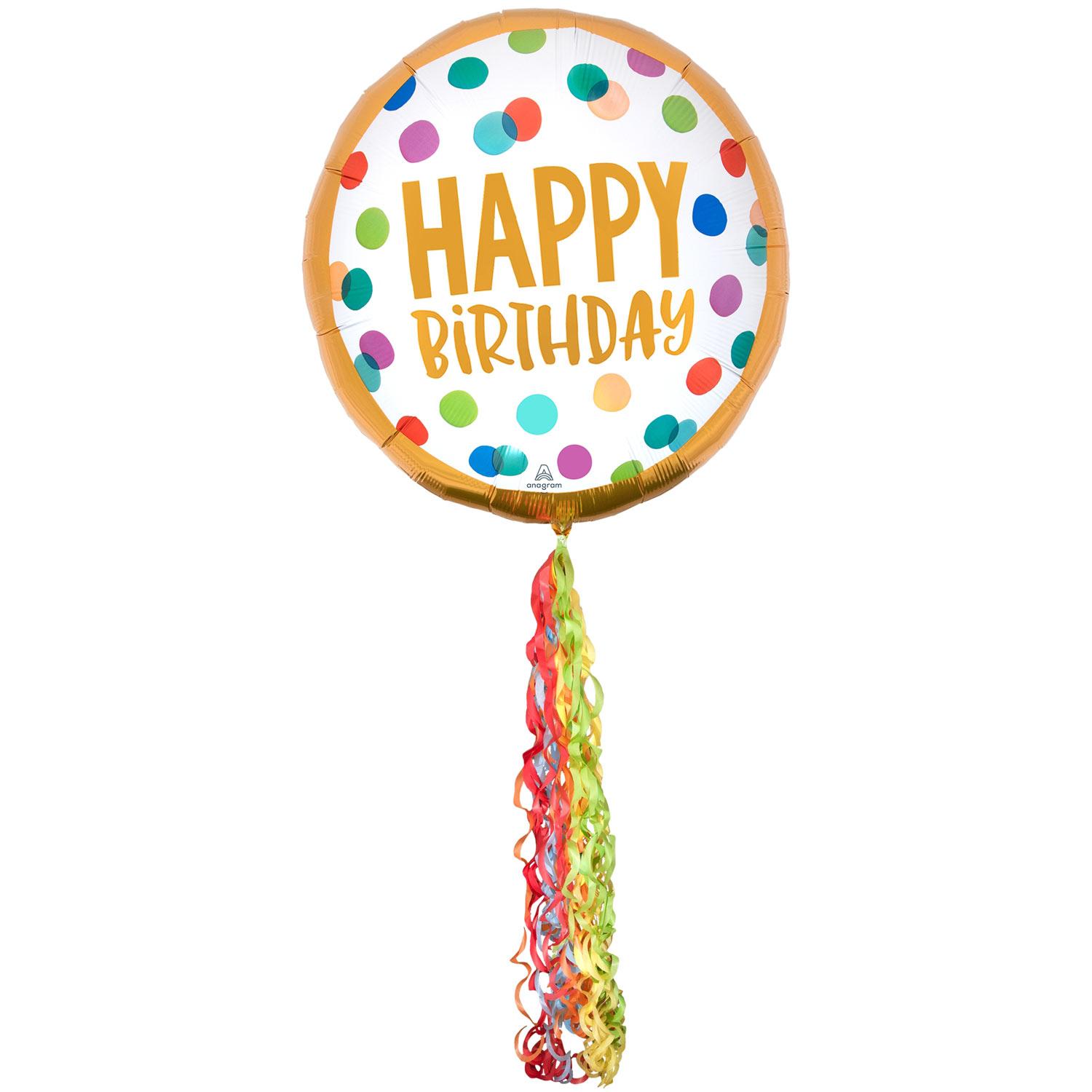 Happy Dots Pom Pom Airwalkers Balloon 81x177cm Balloons & Streamers - Party Centre
