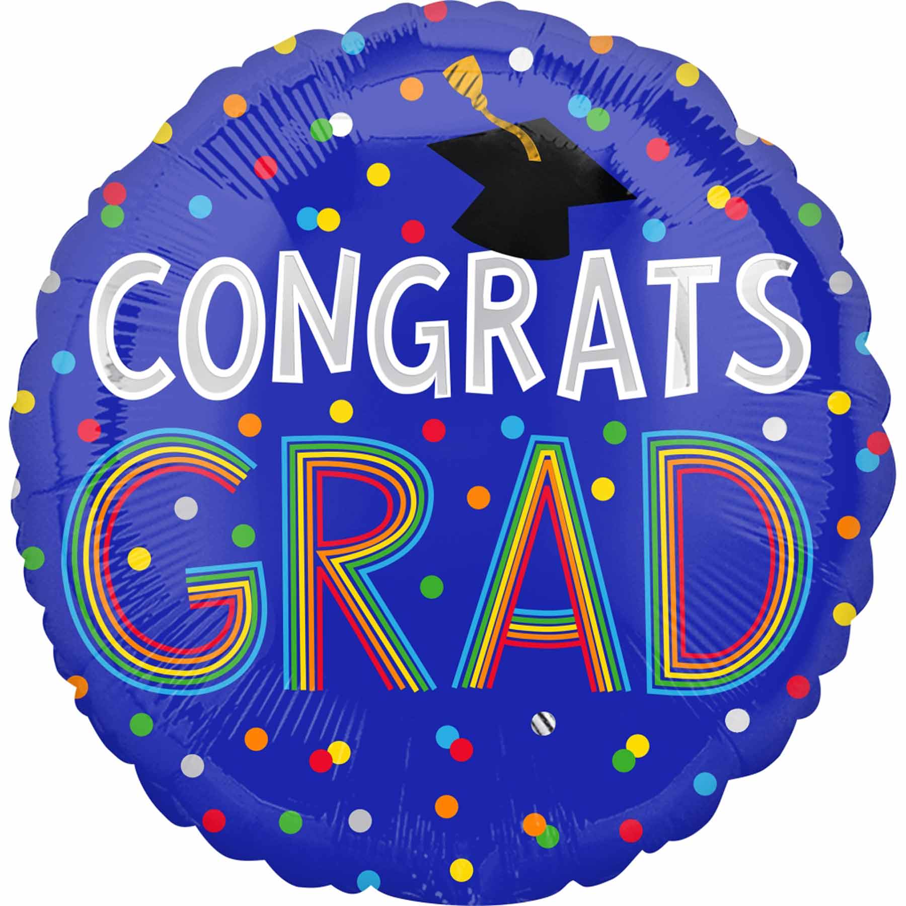 Congrats Grad Colorful Dots Foil Balloon 71x71cm