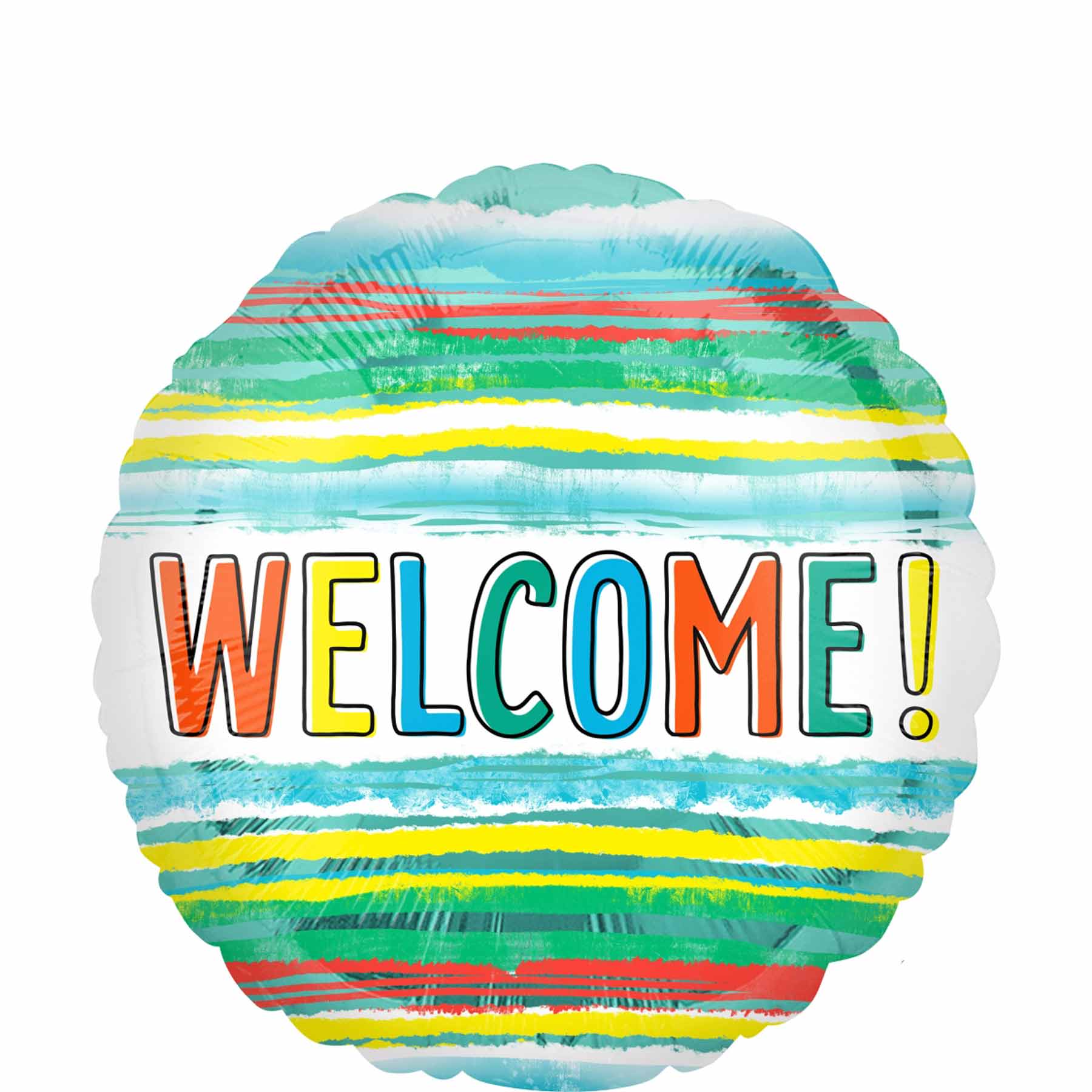 Welcome Watercolor Stripes Foil Balloon 43cm Balloons & Streamers - Party Centre