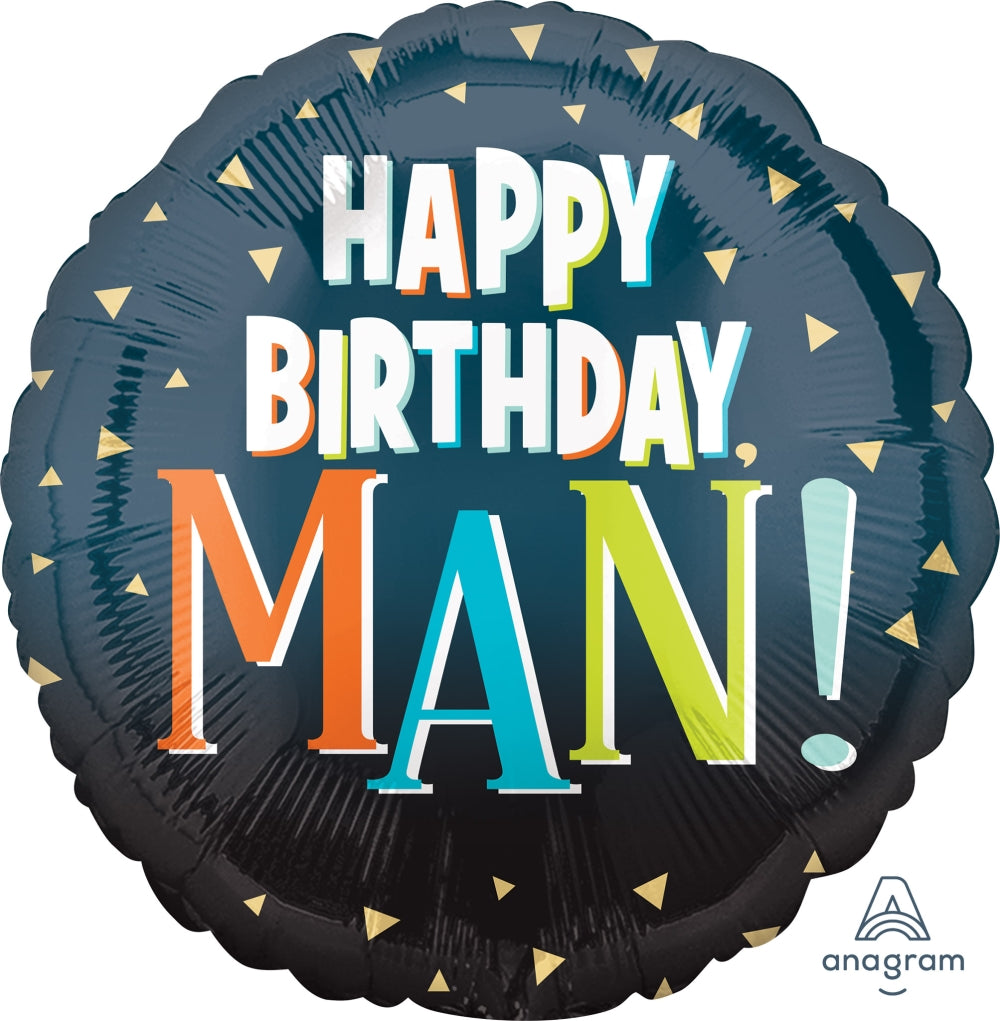 Happy Birthday Man Letters Foil Balloon 45cm