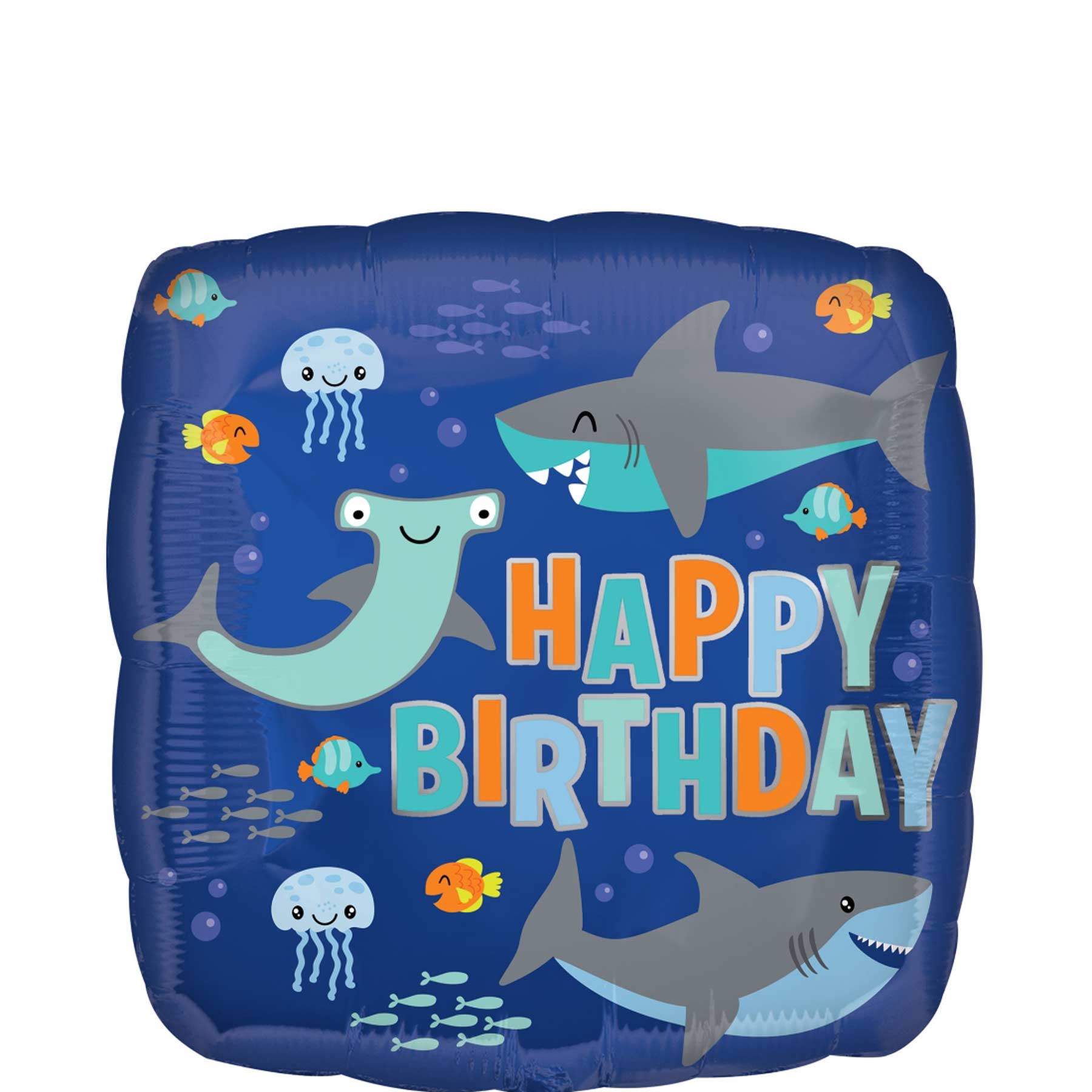 Happy Birthday Sharks Foil Balloon 45cm Balloons & Streamers - Party Centre