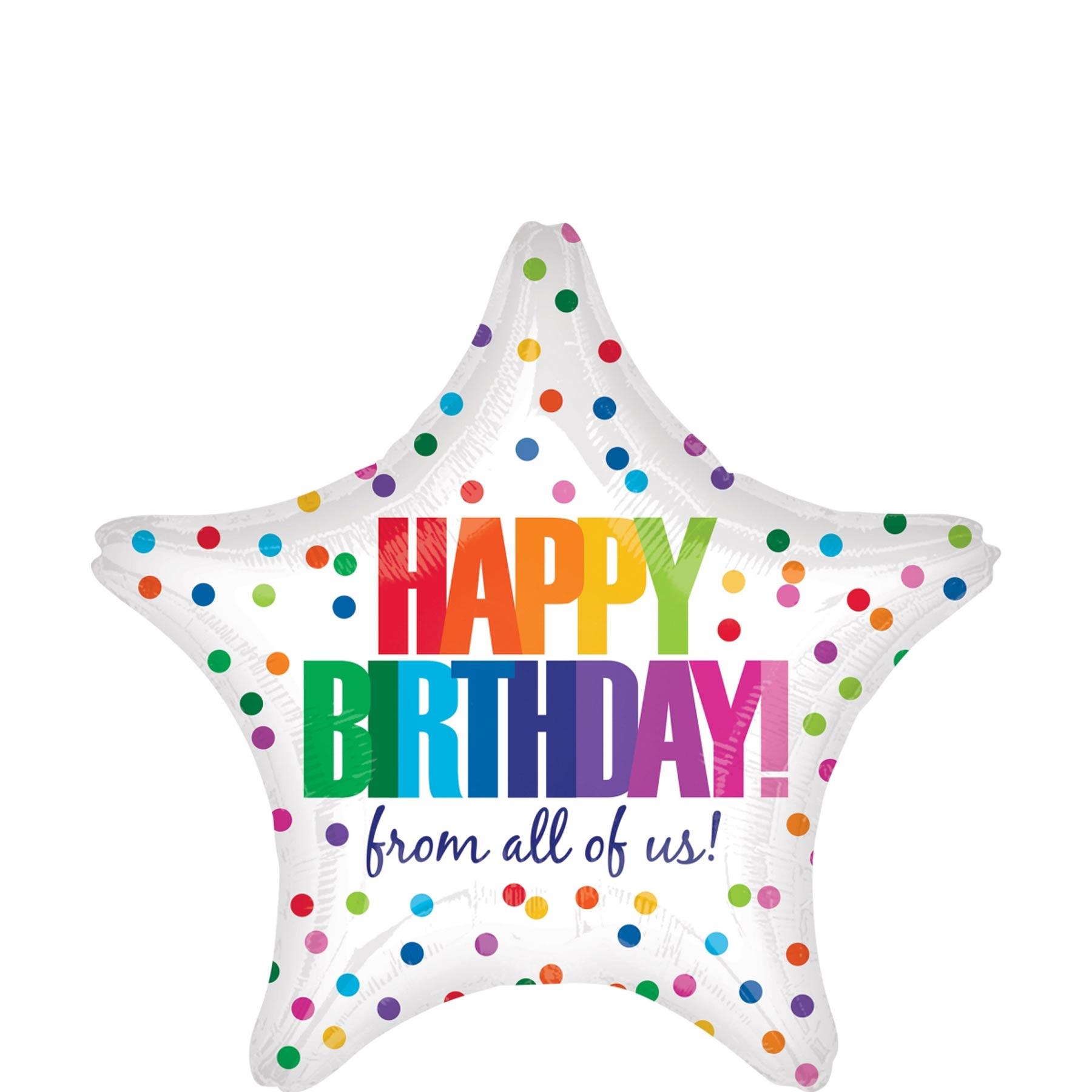 Happy Birthday From All of Us Dots Foil Balloon 45cm Balloons & Streamers - Party Centre