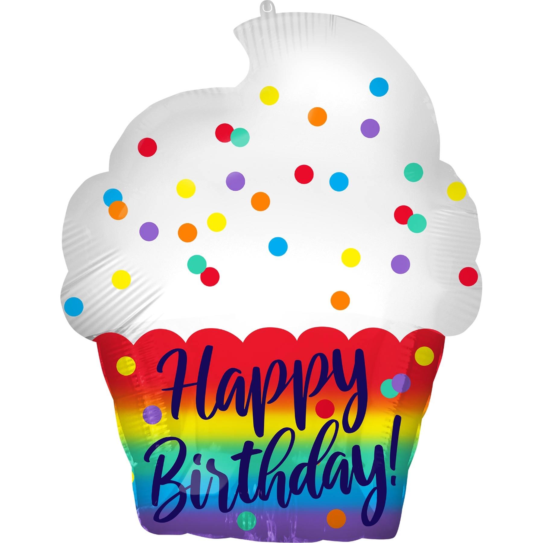 Happy Birthday Cupcake Standard Shape 35x45cm Balloons & Streamers - Party Centre
