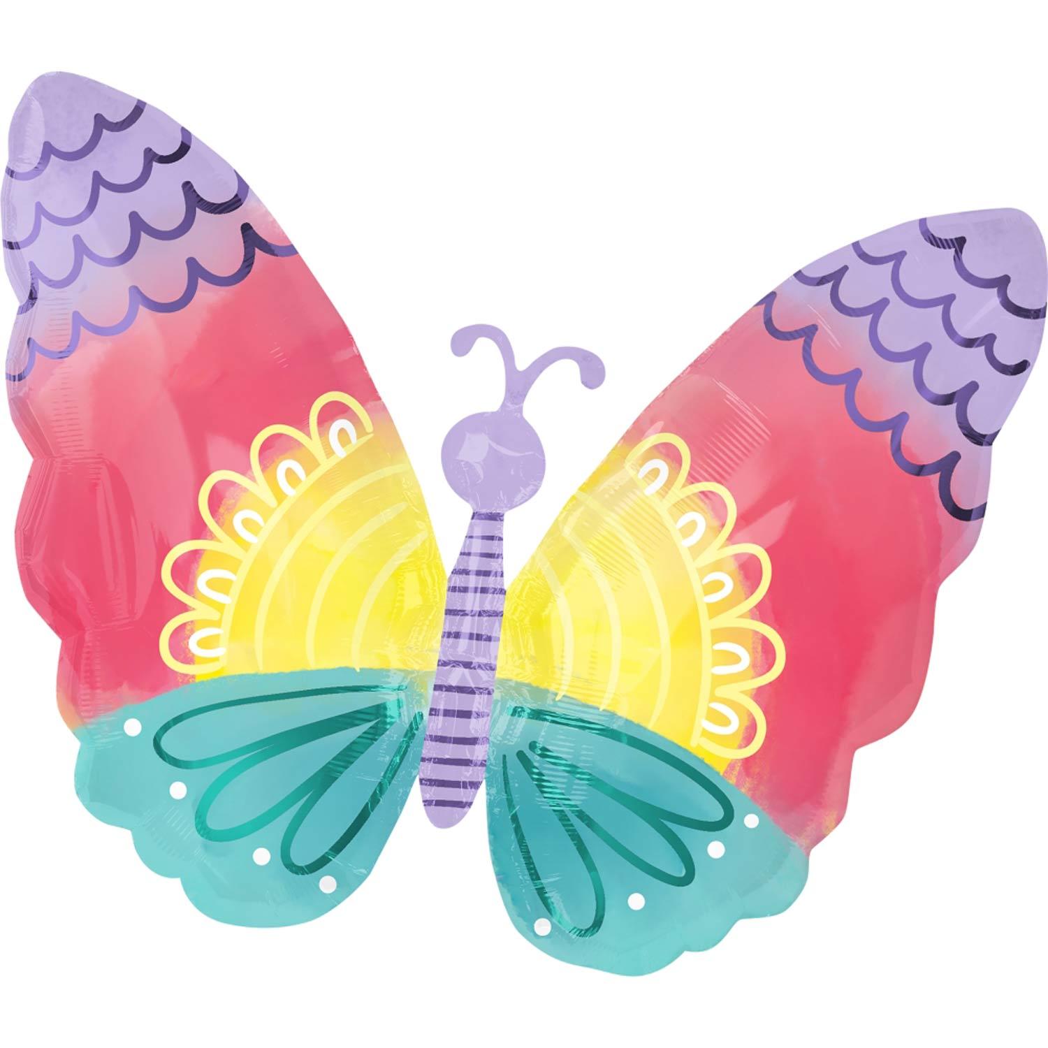 Pastel Tie Dye Butterfly Standard Shape 66x53cm Balloons & Streamers - Party Centre
