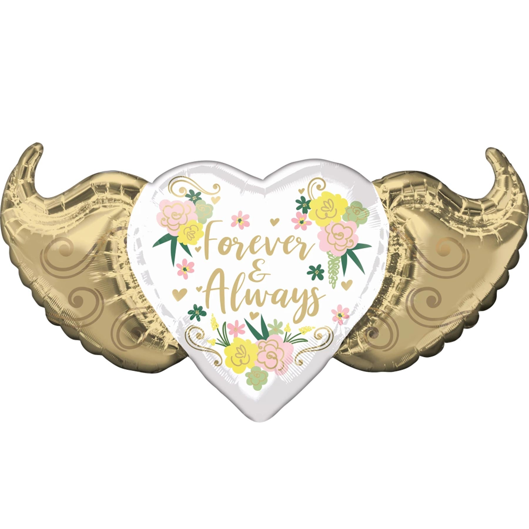 Forever & Always Floral Winged Heart SuperShape 99x50cm