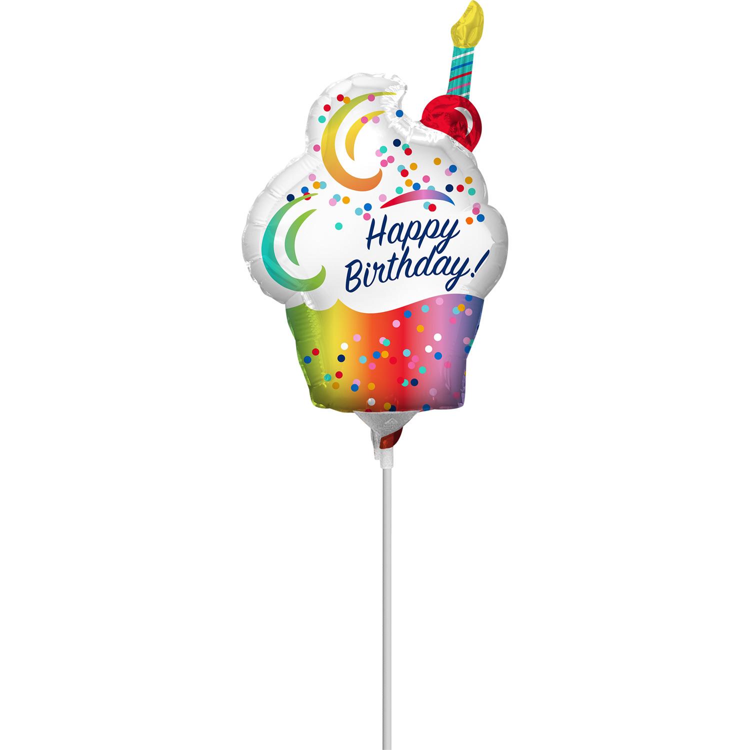 Birthday Rainbow Ombre Cupcake Mini Shape Balloon 20x30cm Balloons & Streamers - Party Centre