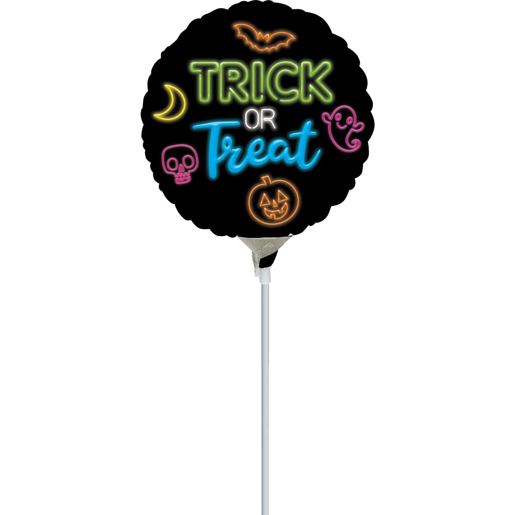 Neon Trick or Treat Foil Balloon 22cm Balloons & Streamers - Party Centre