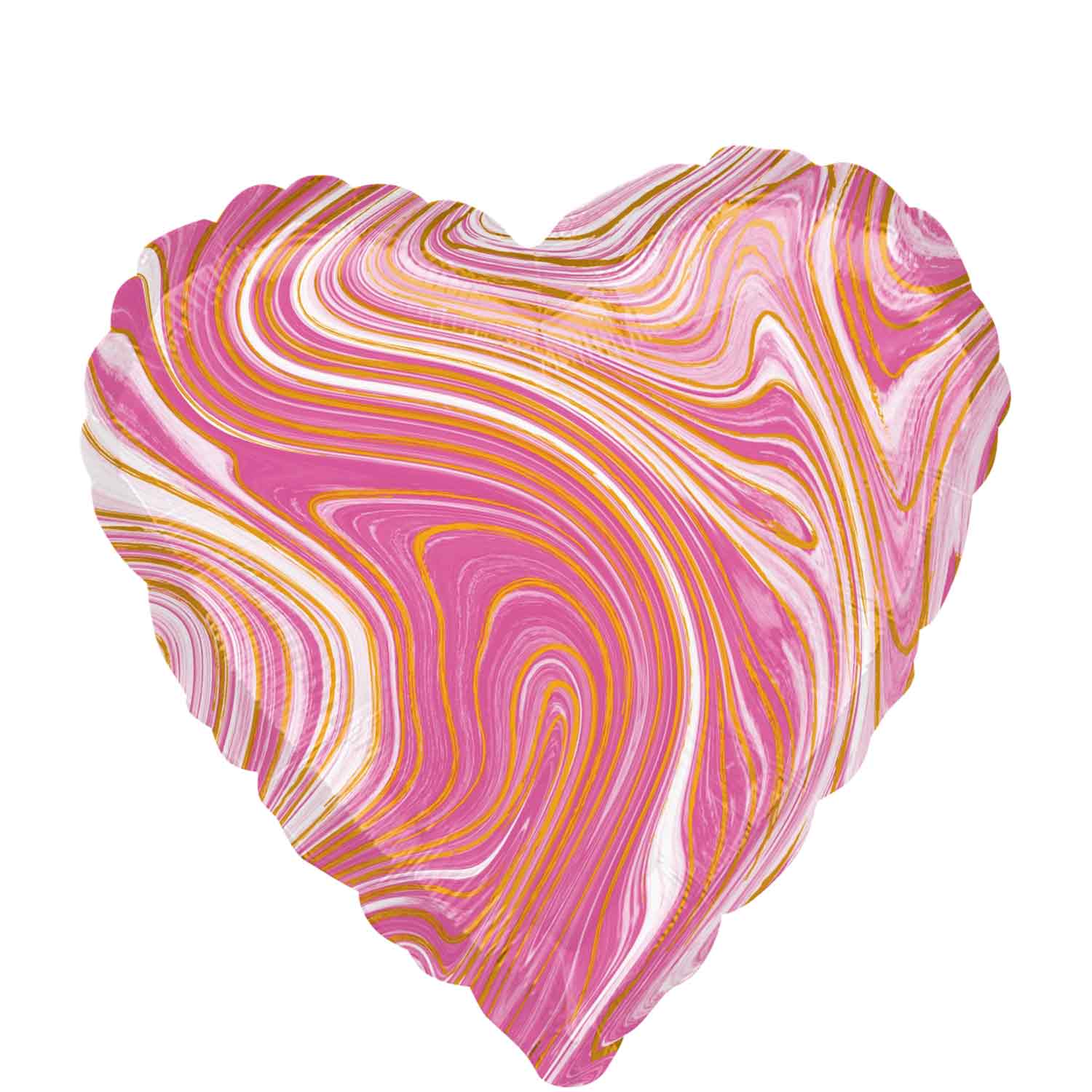 Pink Heart Marblez Foil Balloon 45cm Balloons & Streamers - Party Centre