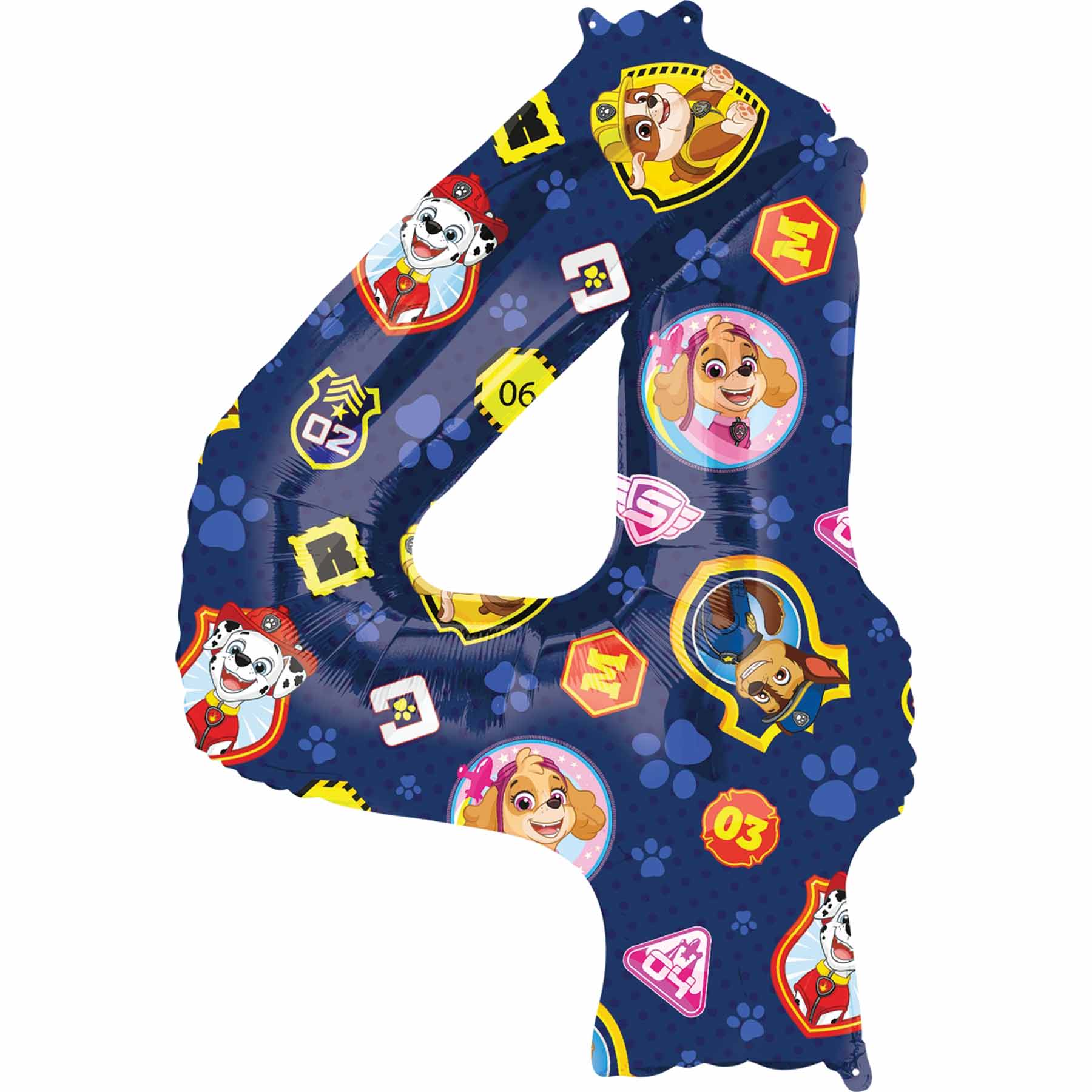 Paw Patrol Number 4 SuperShape Balloon 60x91cm Balloons & Streamers - Party Centre