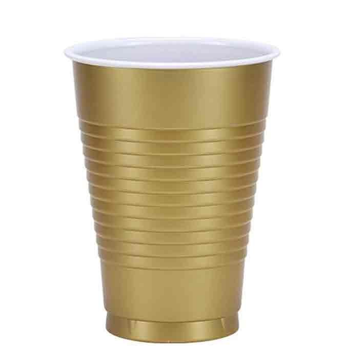 Gold Plastic Cups 12oz, 20pcs