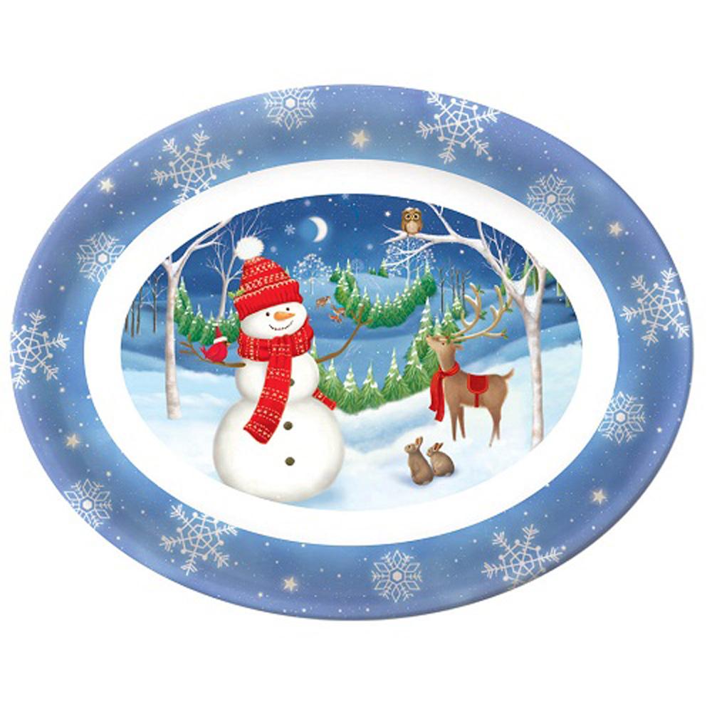 Snowman Oval Melamine Platter Solid Tableware - Party Centre