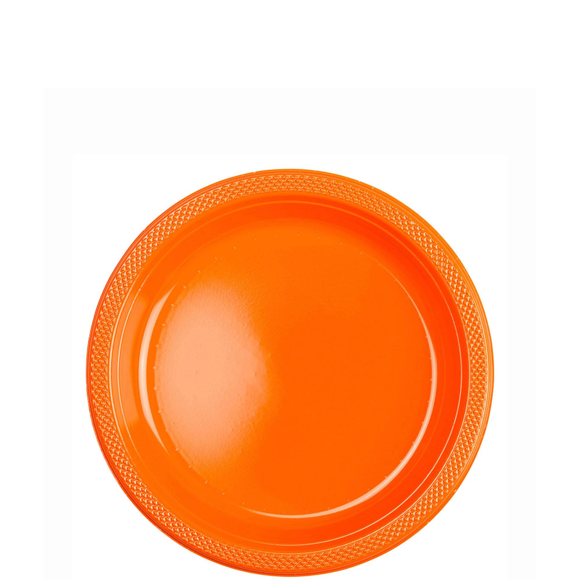 Orange Peel Plastic Plates 7in, 20pcs Solid Tableware - Party Centre