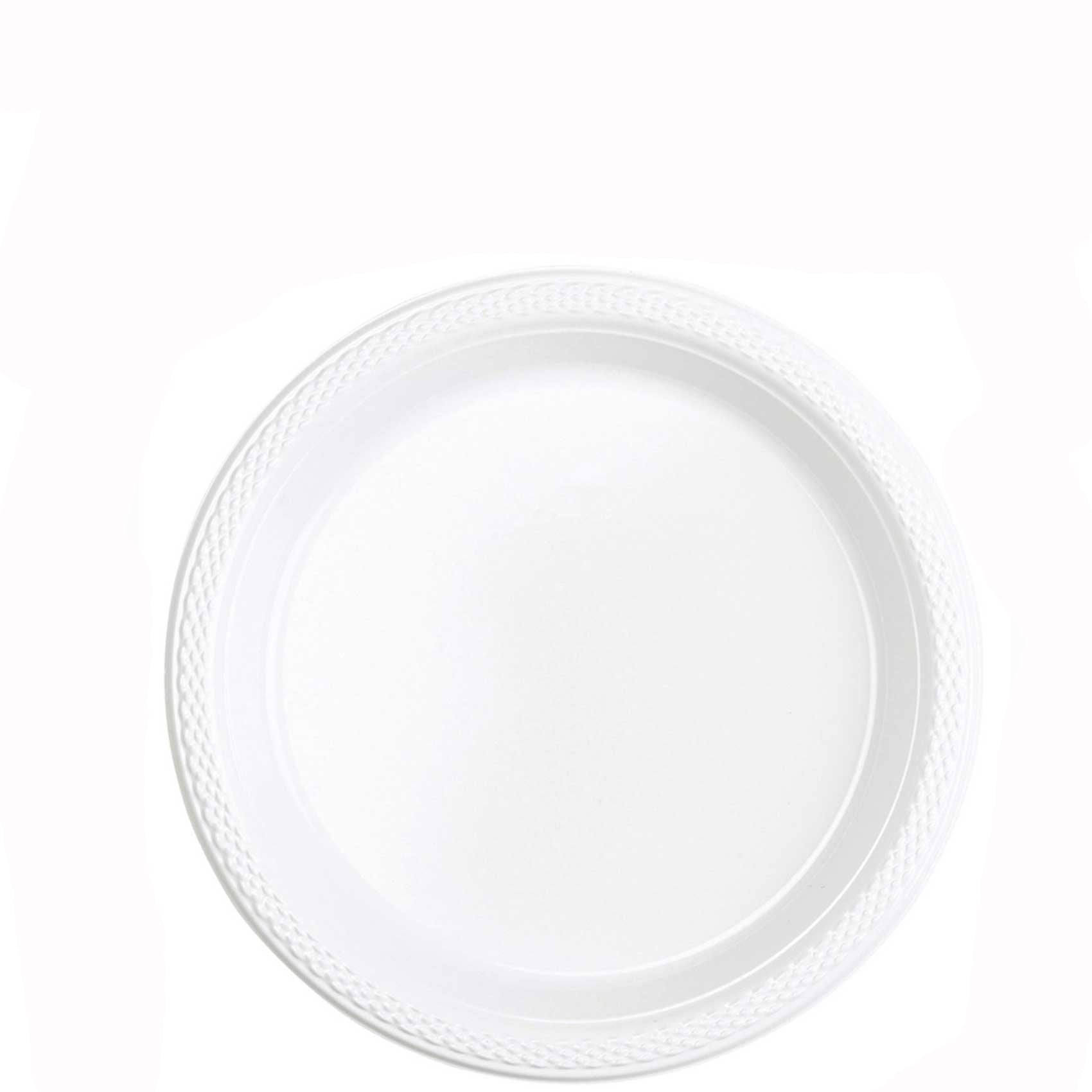 White Plastic Plates 7in, 20pcs Solid Tableware - Party Centre