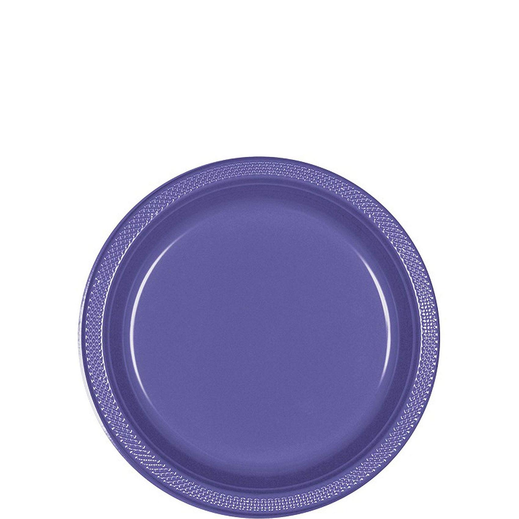 New Purple Dessert Plates 7in, 20pcs Solid Tableware - Party Centre